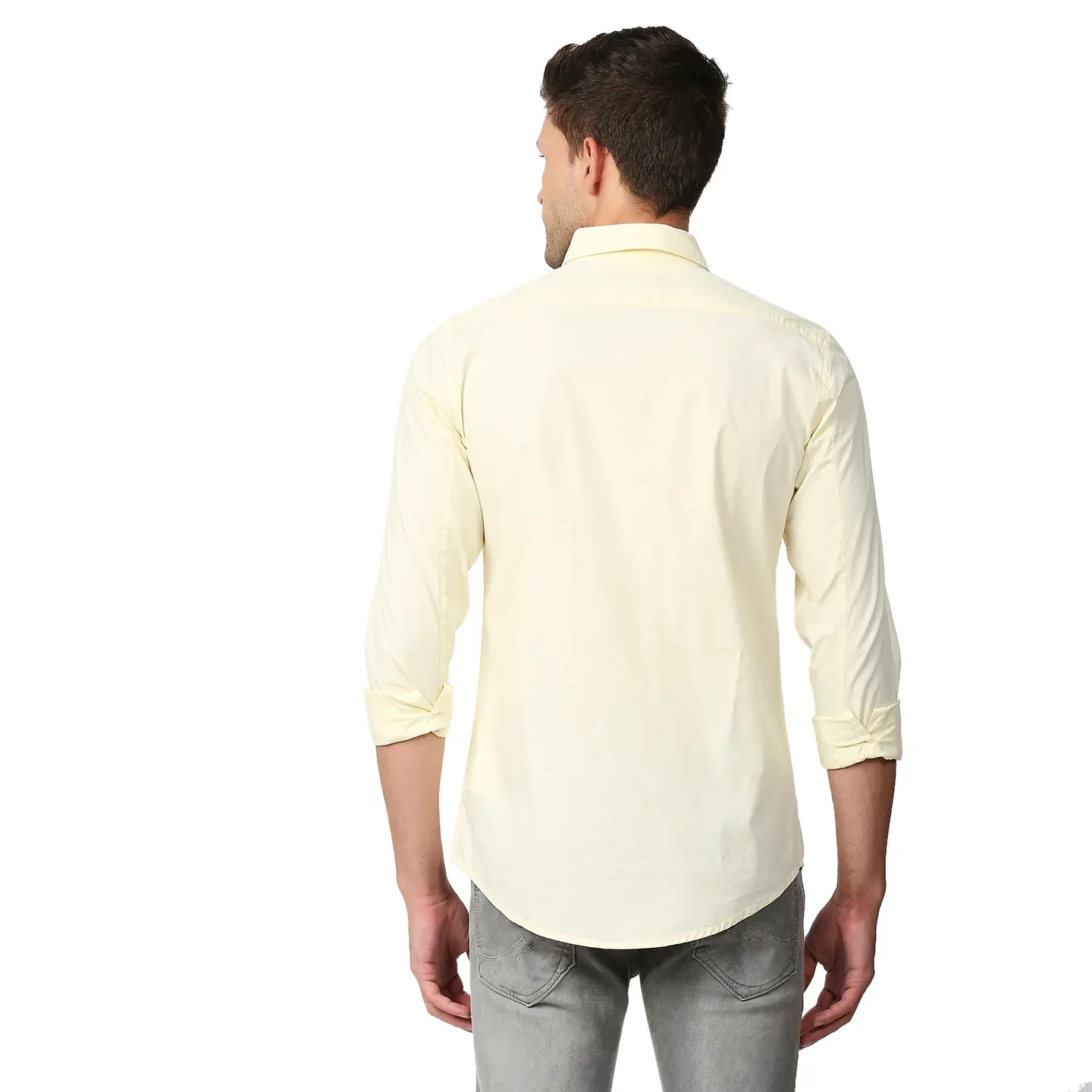 Yellow Super Slim Fit Regular Collar Men's Shirt by Being Human Clothing - Image 3