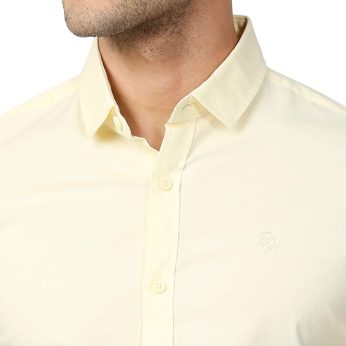 Yellow Super Slim Fit Regular Collar Men's Shirt by Being Human Clothing - Image 4