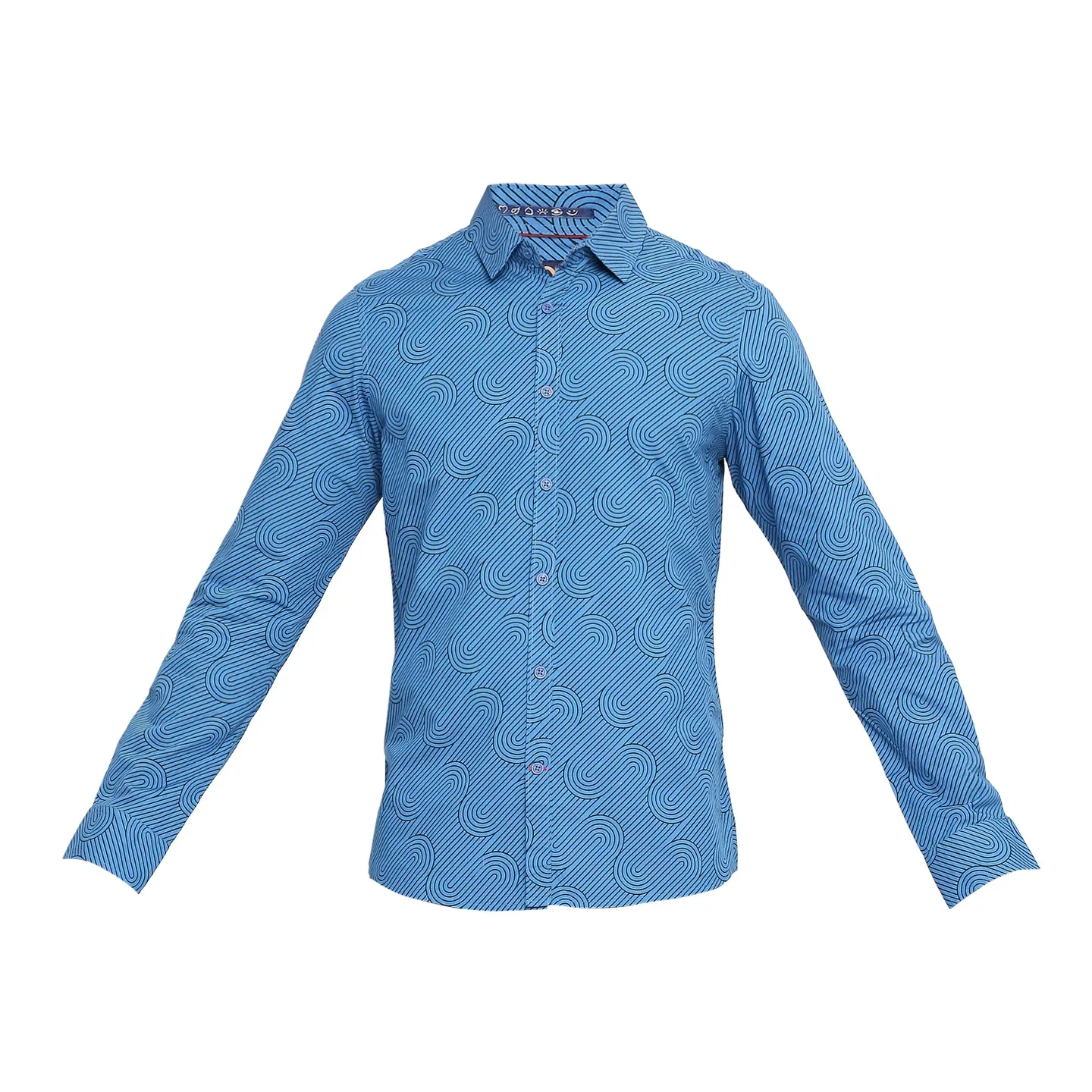 Blue Slim Fit Regular Collar Men's Shirt by Being Human Clothing - Image 7