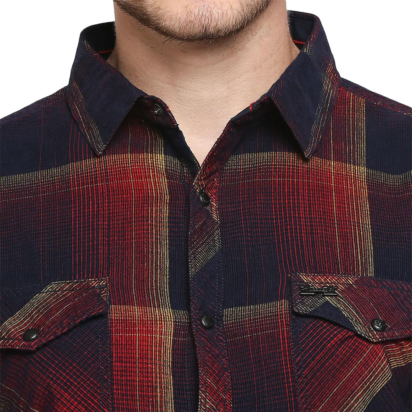 Red Slim Straight Fit Regular Collar Long Sleeves Cotton Men's Shirt by Being Human Clothing - Image 5