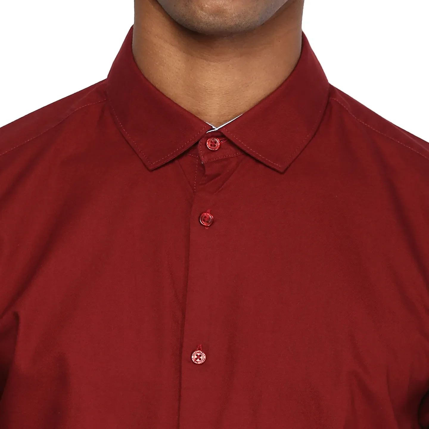 Red Slim Straight Fit Regular Collar Long Sleeves Men's Shirt by Being Human Clothing - Image 4