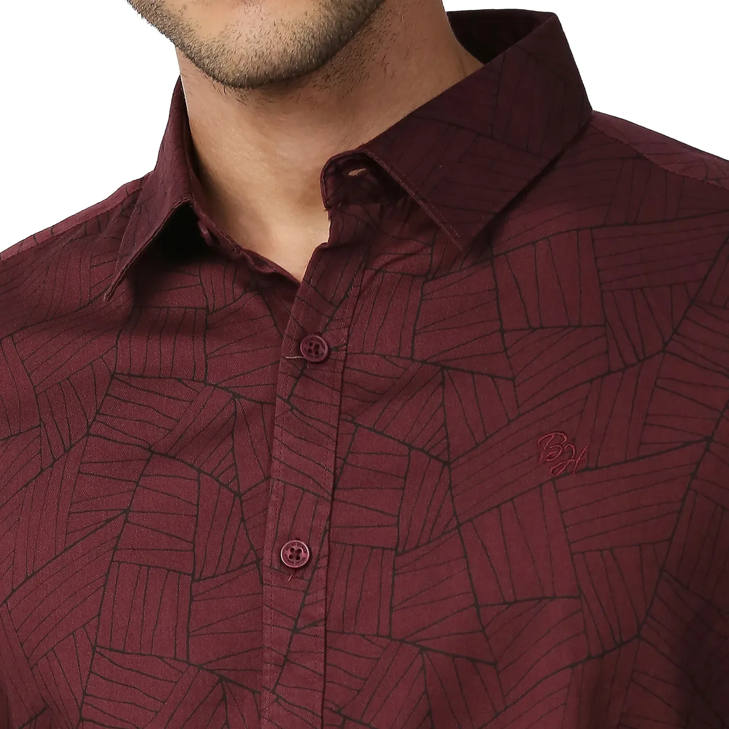 Red Slim Straight Fit Regular Collar Long Sleeves Men's Shirt by Being Human Clothing - Image 5