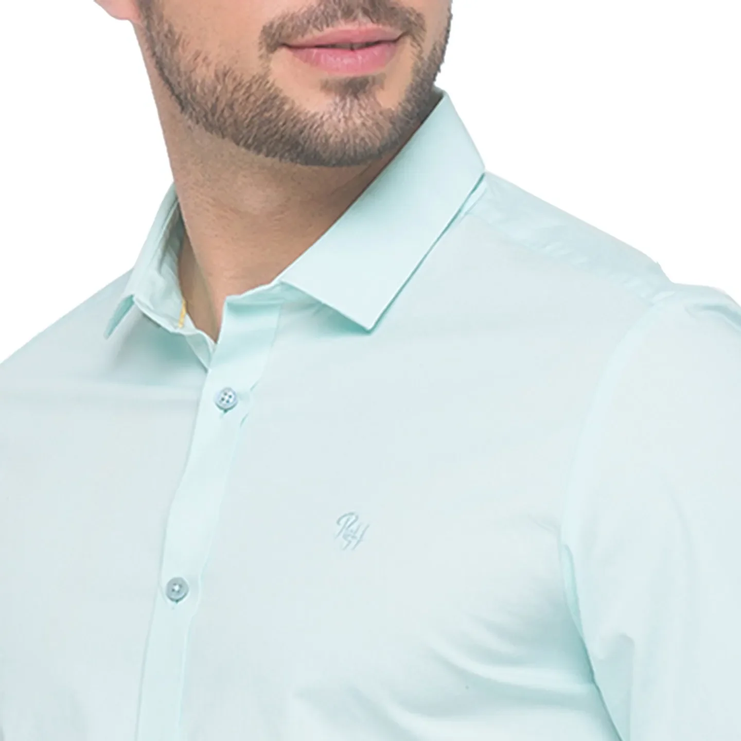 Green Slim Straight Fit Regular Collar Long Sleeves Cotton Men's Shirt by Being Human Clothing - Image 2