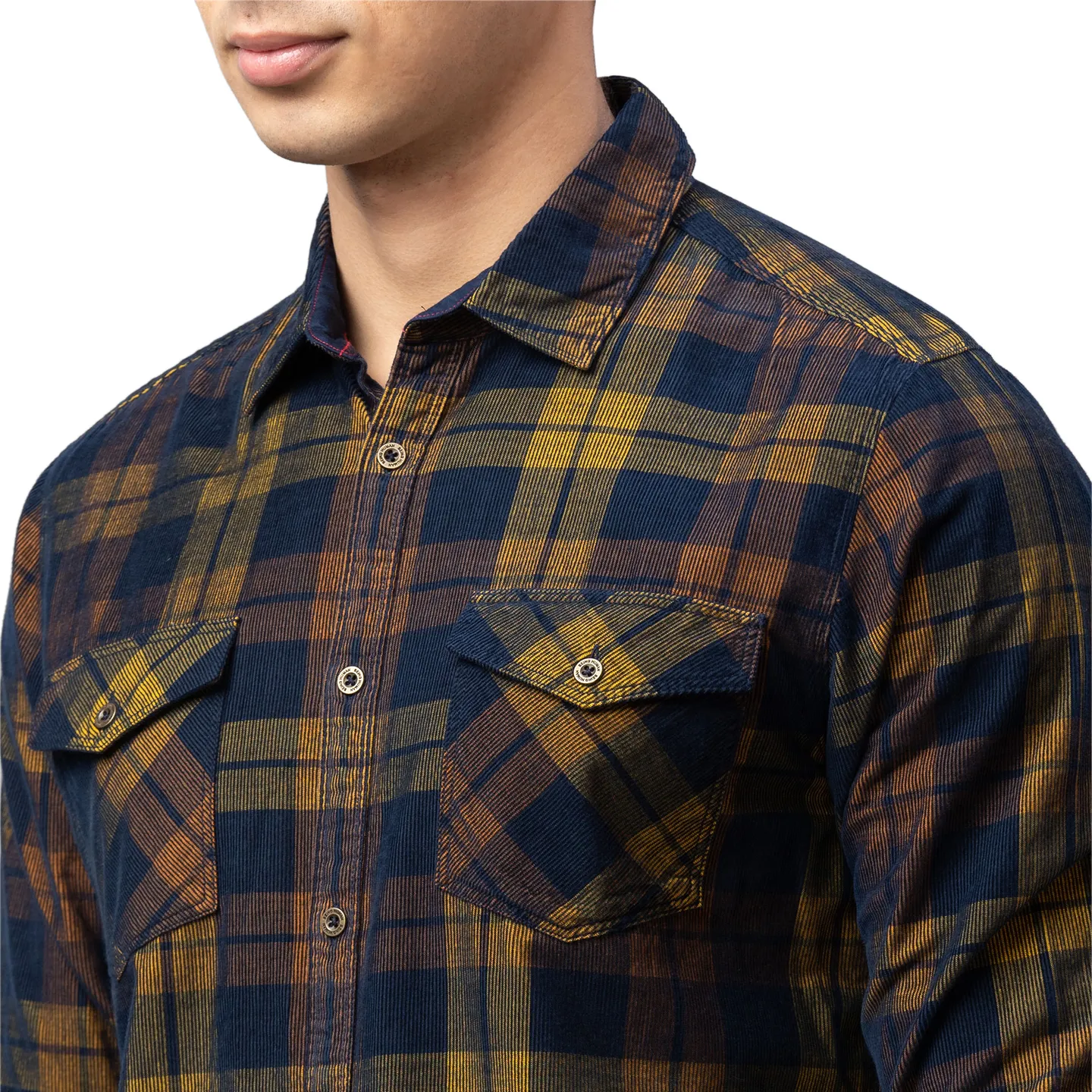 Yellow Slim Straight Fit Regular Collar Long Sleeves Cotton Men's Shirt by Being Human Clothing - Image 5