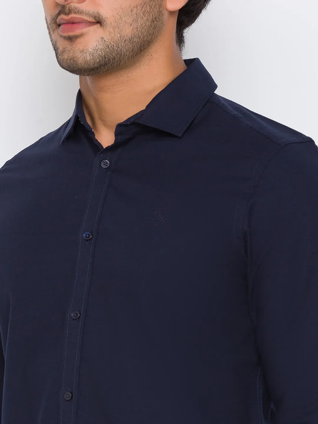 Blue Regular Fit Regular Collar Long Sleeves Cotton Men's Shirt by Being Human Clothing - Image 5