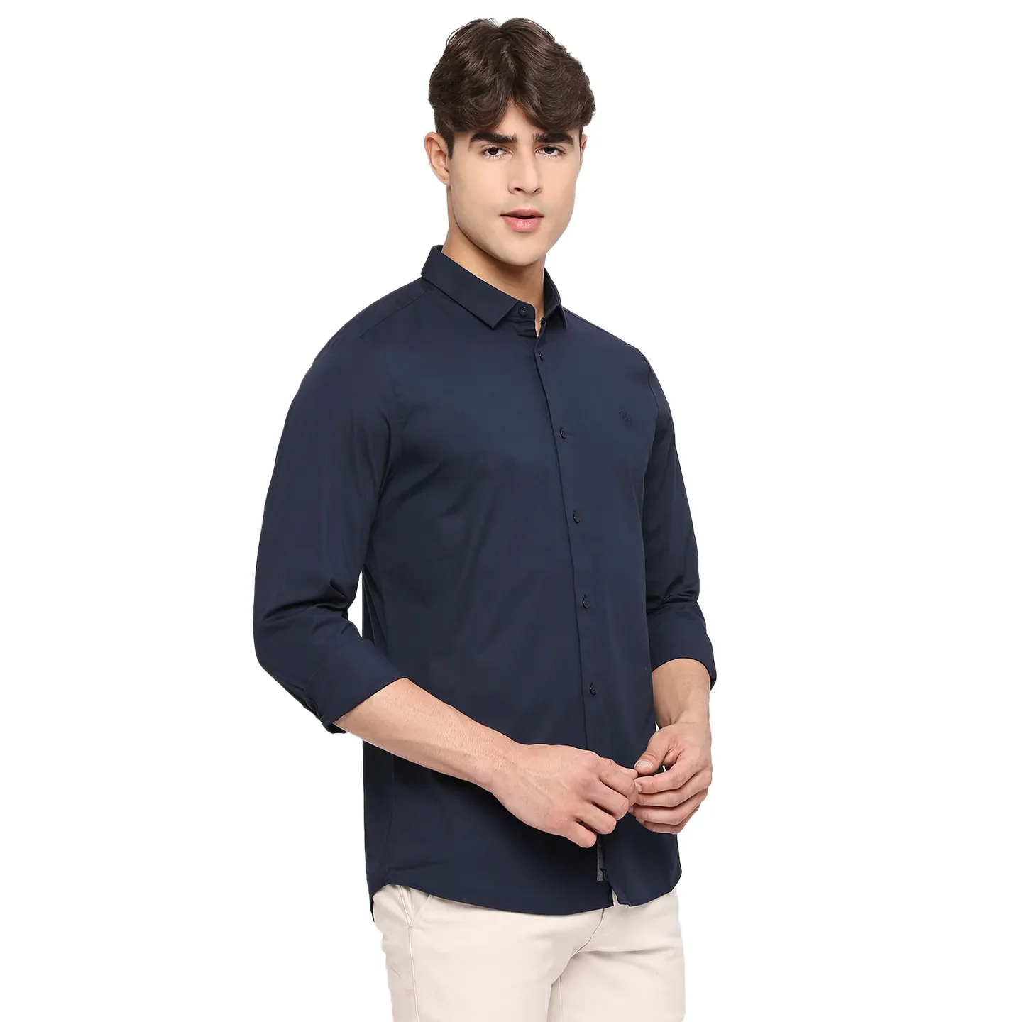 Navy Super Slim Fit Regular Collar Men's Shirt by Being Human Clothing - Image 3