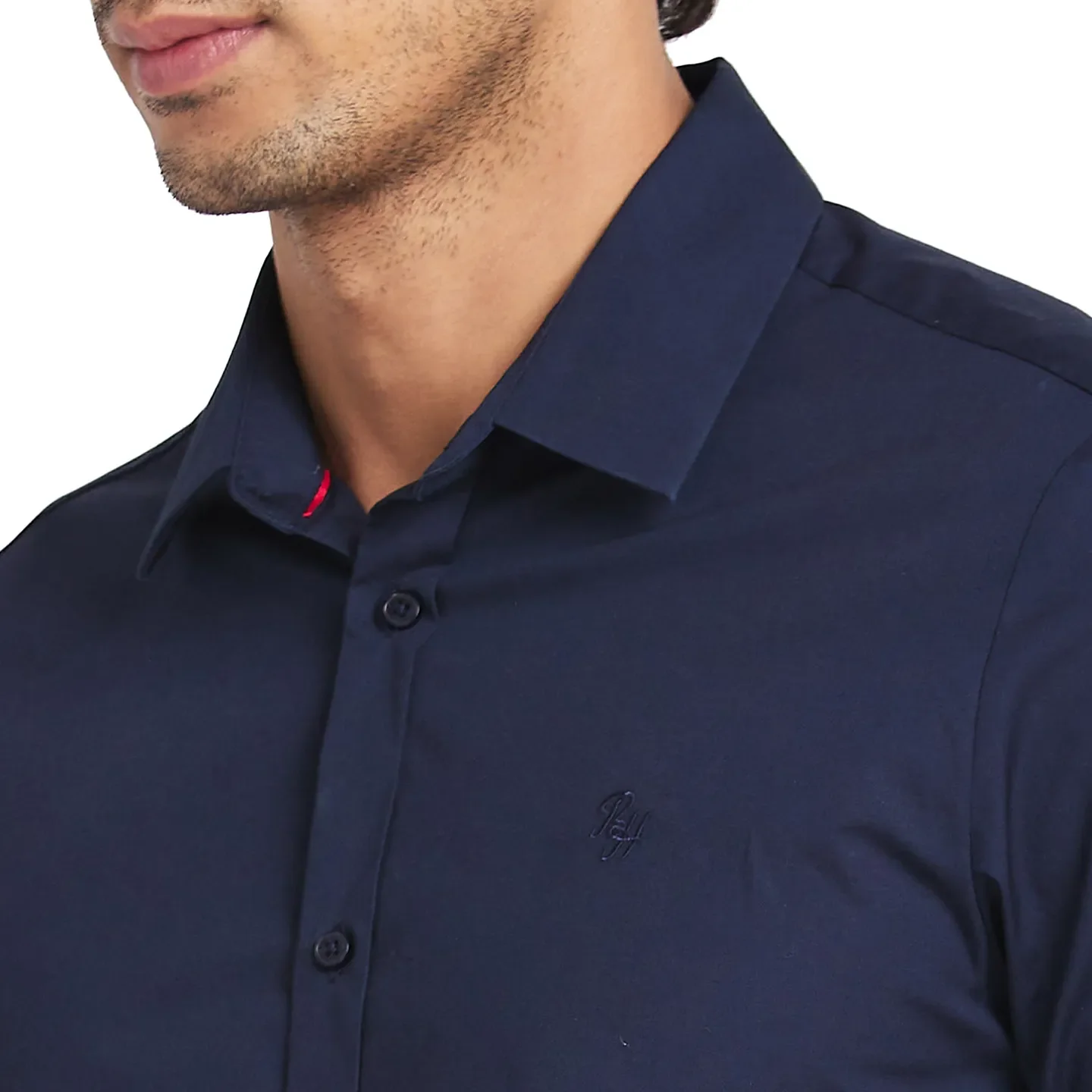 Blue Slim Straight Fit Regular Collar Long Sleeves Men's Shirt by Being Human Clothing - Image 5