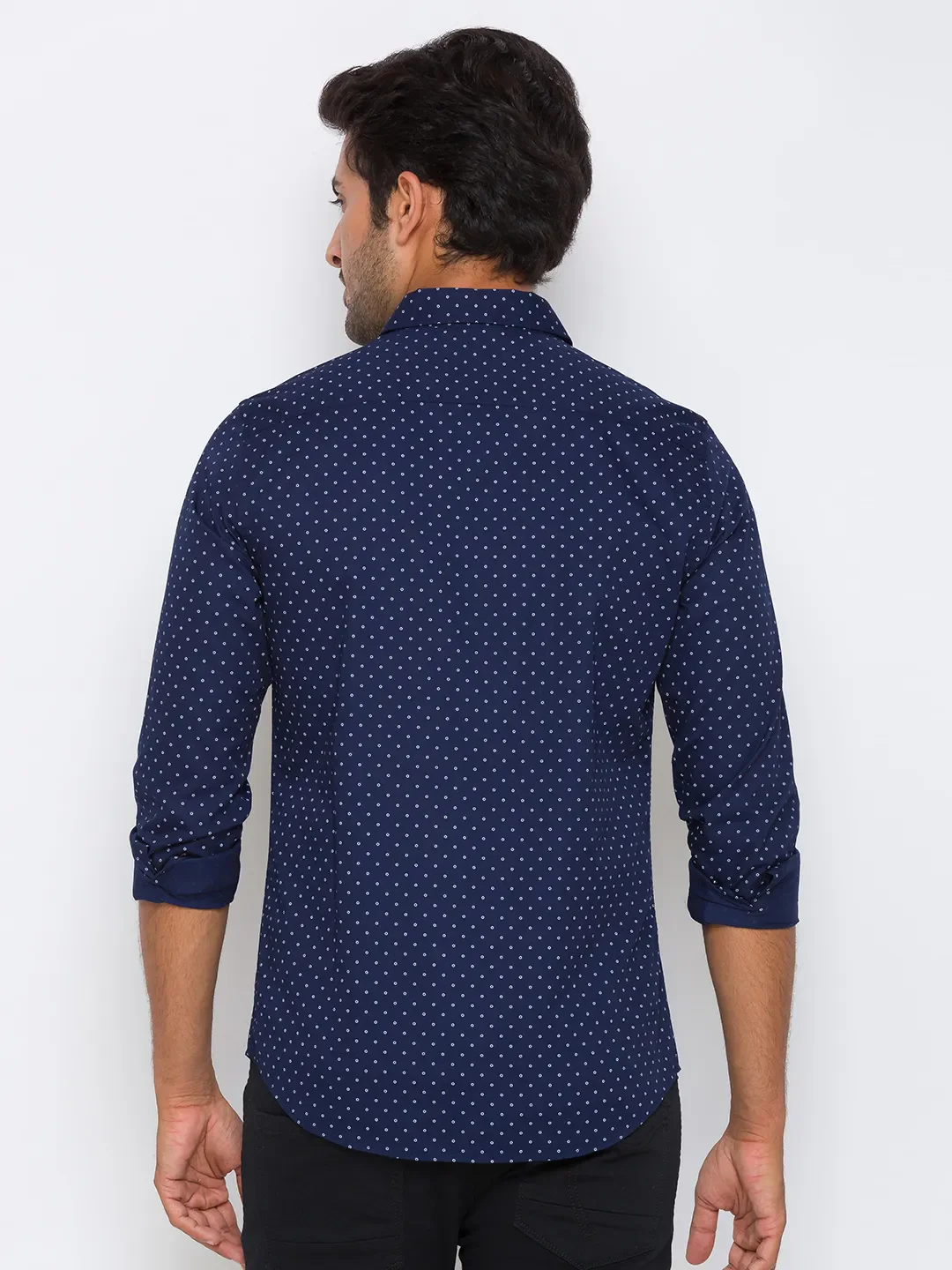 Blue Regular Fit Regular Collar Long Sleeves Cotton Men's Shirt by Being Human Clothing - Image 3