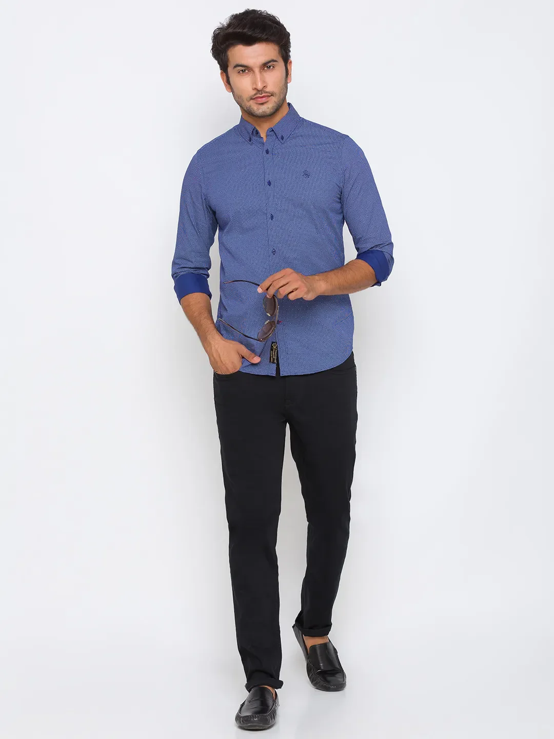 Blue Regular Fit Regular Collar Long Sleeves Cotton Men's Shirt by Being Human Clothing - Image 6