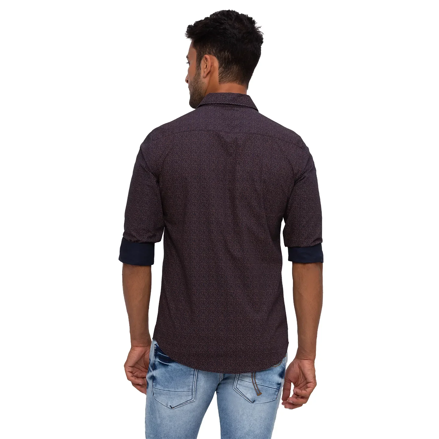 Blue Regular Fit Regular Collar Long Sleeves Cotton Men's Shirt by Being Human Clothing - Image 3