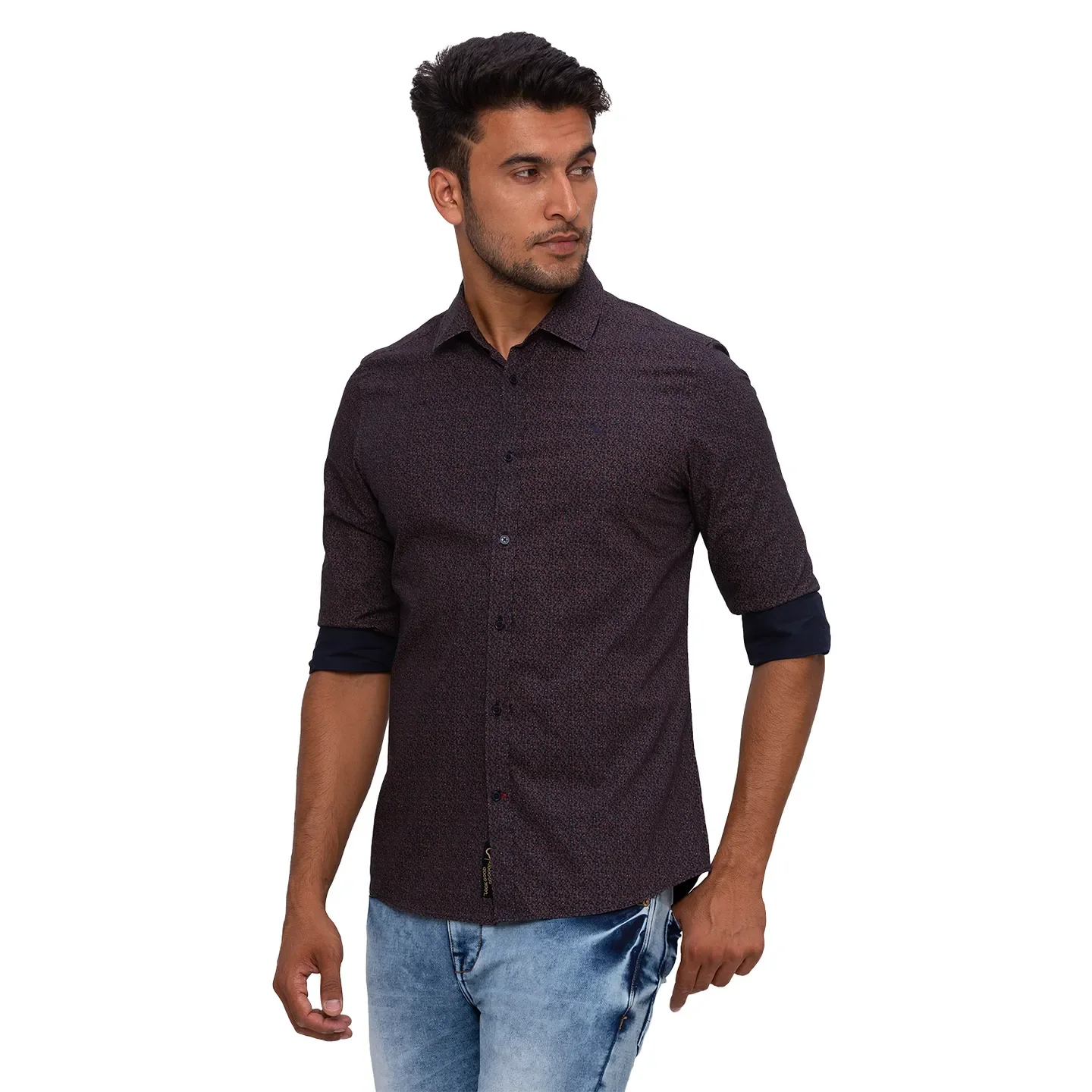 Blue Regular Fit Regular Collar Long Sleeves Cotton Men's Shirt by Being Human Clothing - Image 4