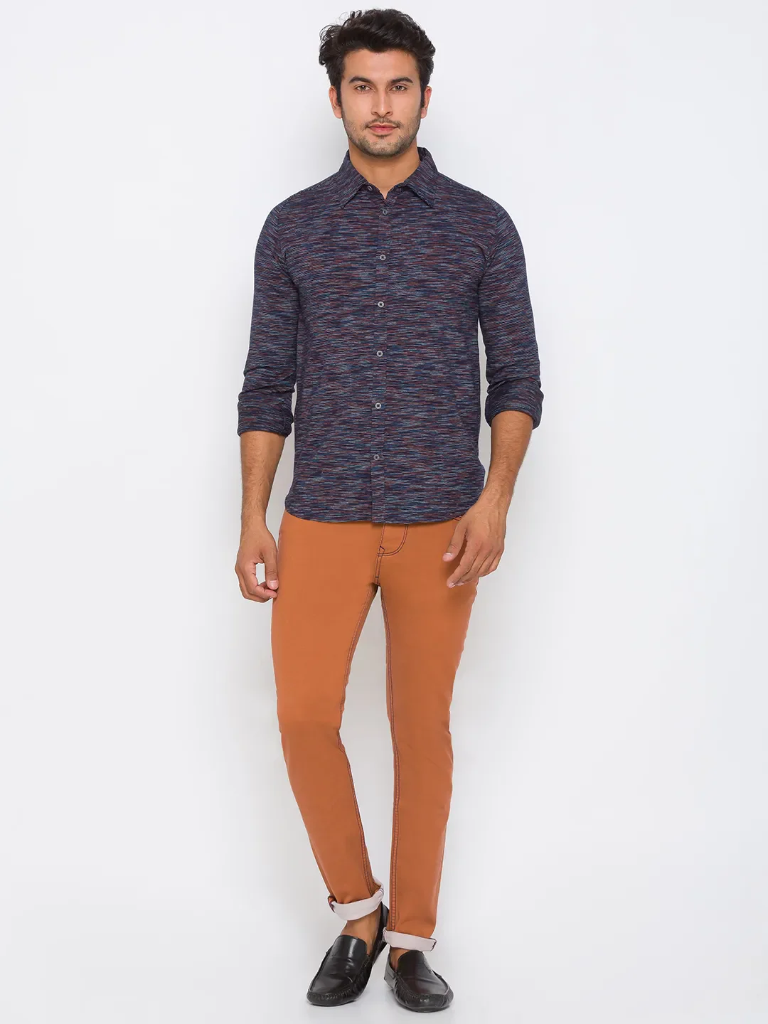 Navy Super Slim Fit Regular Collar Men's Shirt by Being Human Clothing - Image 5