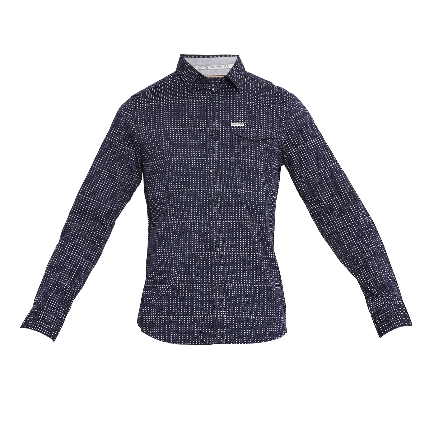 Blue Slim Straight Fit Regular Collar Long Sleeves Cotton Men's Shirt by Being Human Clothing - Image 7