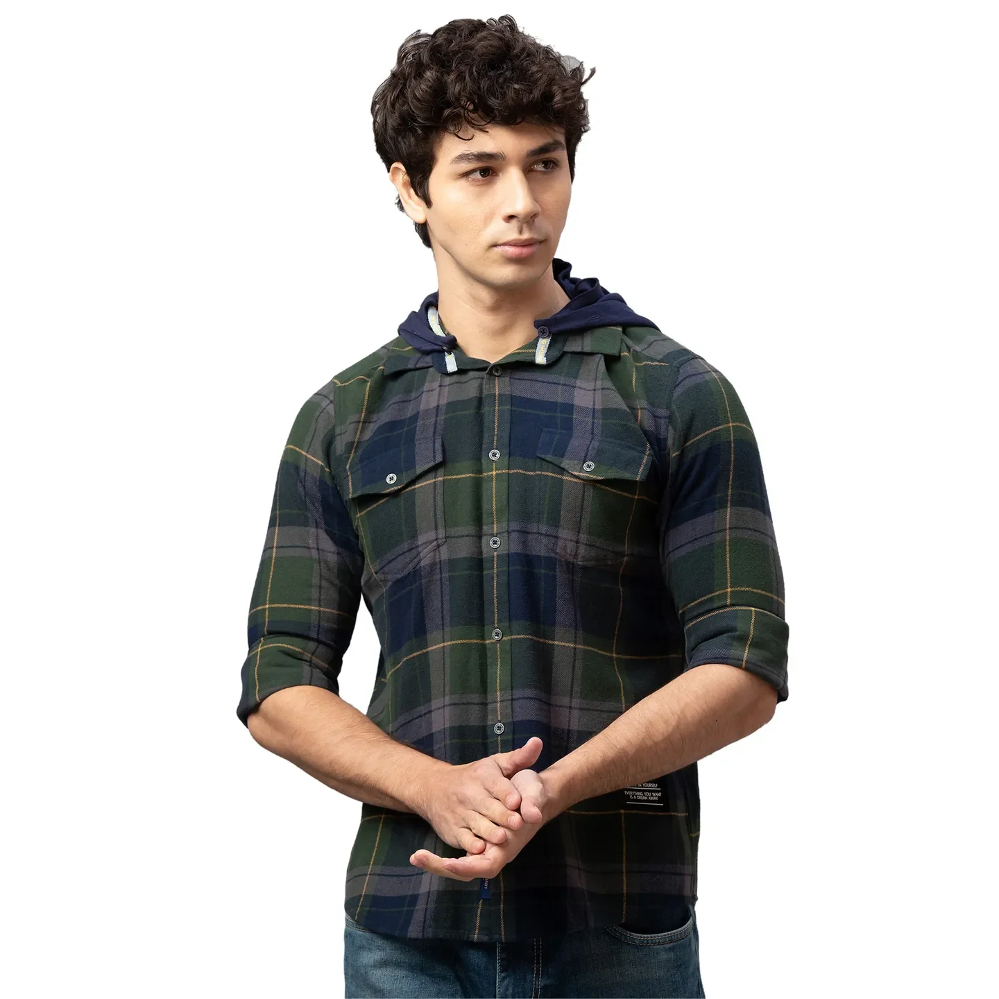 Navy Slim Fit Regular Collar Men's Shirt by Being Human Clothing