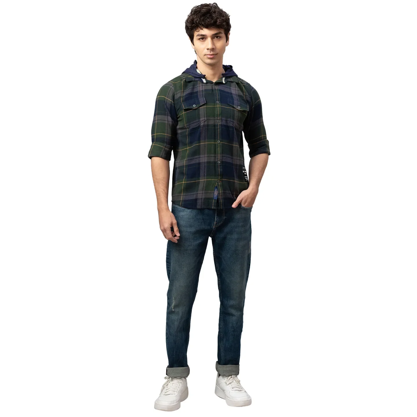 Navy Slim Fit Regular Collar Men's Shirt by Being Human Clothing - Image 2