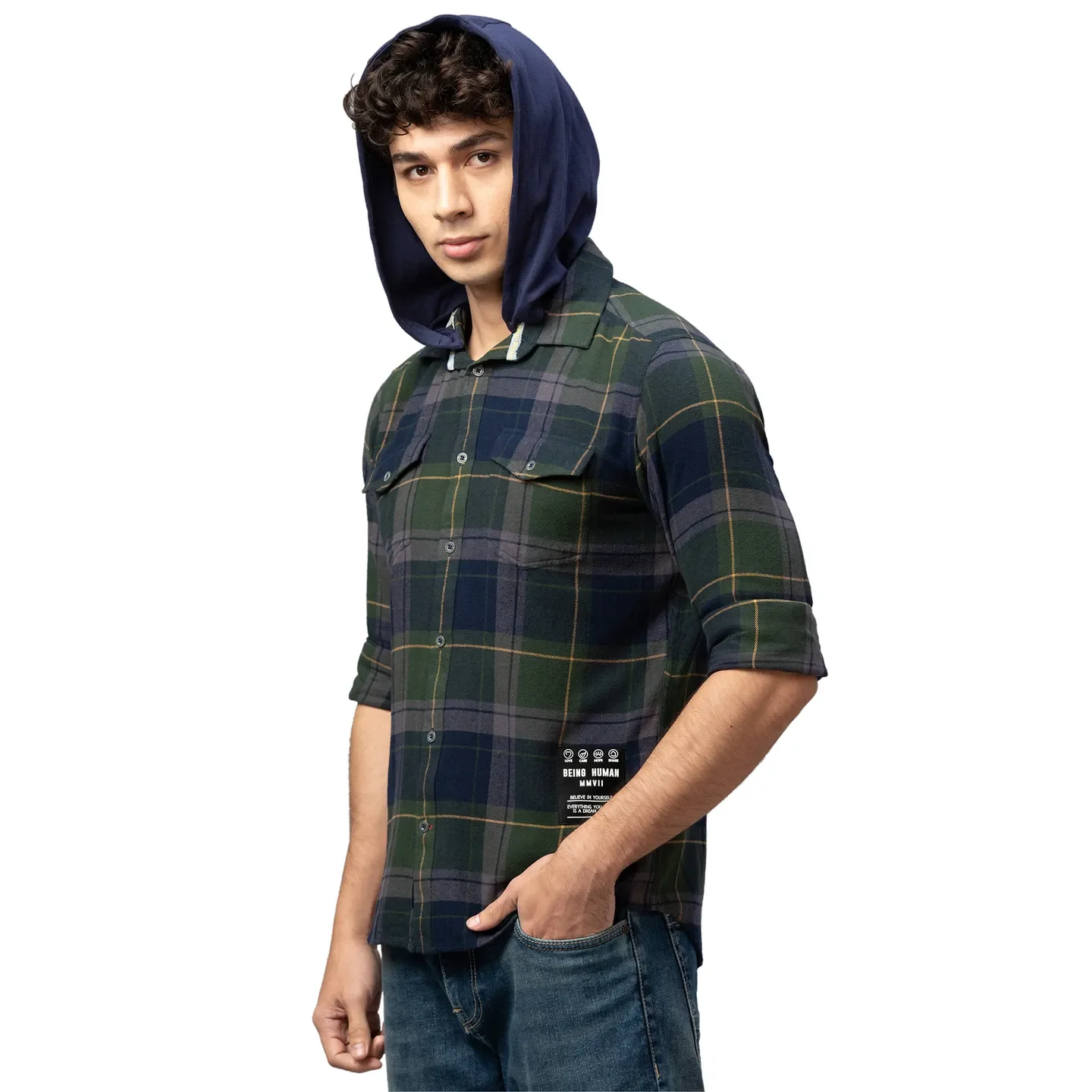 Navy Slim Fit Regular Collar Men's Shirt by Being Human Clothing - Image 4