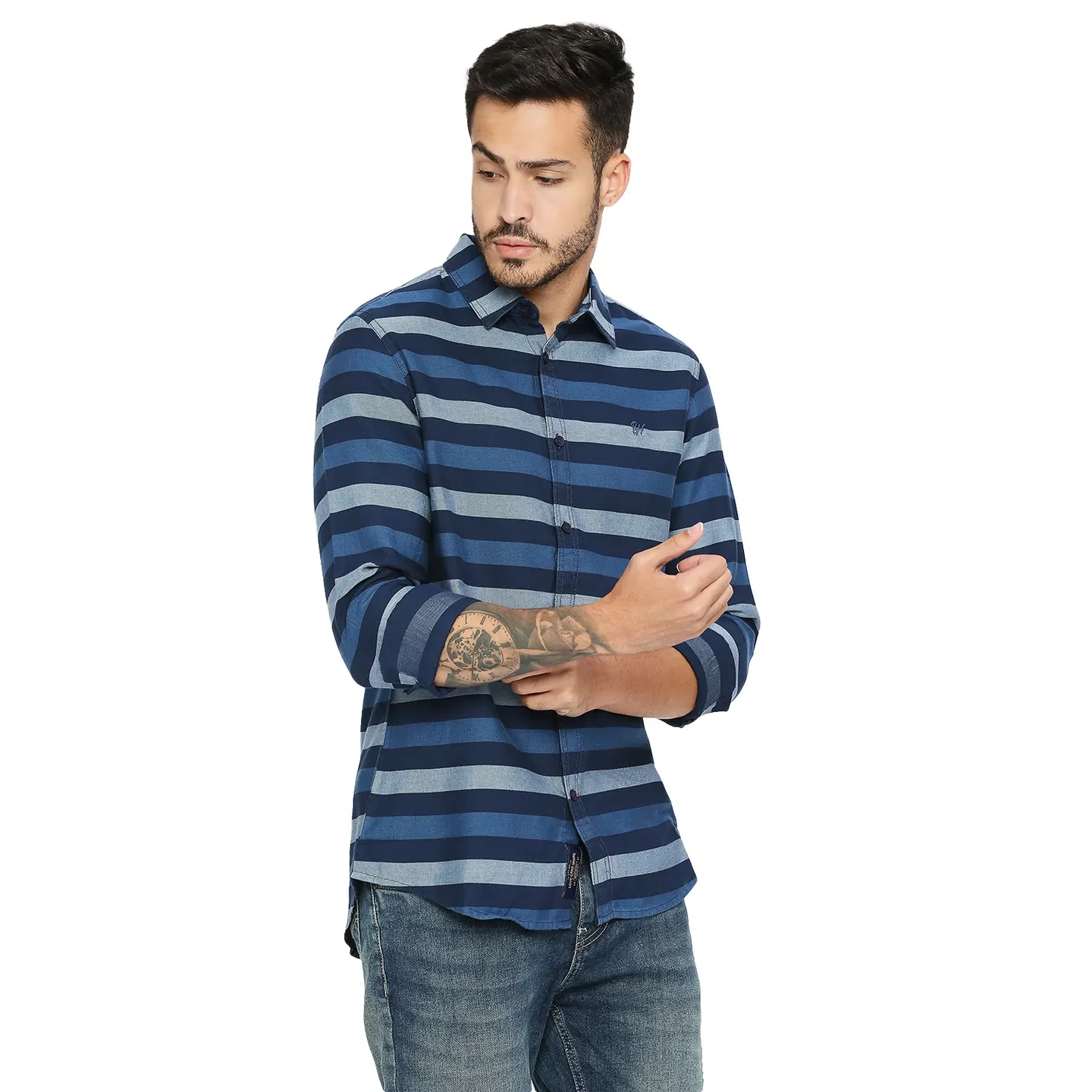 Navy Slim Fit Regular Collar Men's Shirt by Being Human Clothing - Image 3