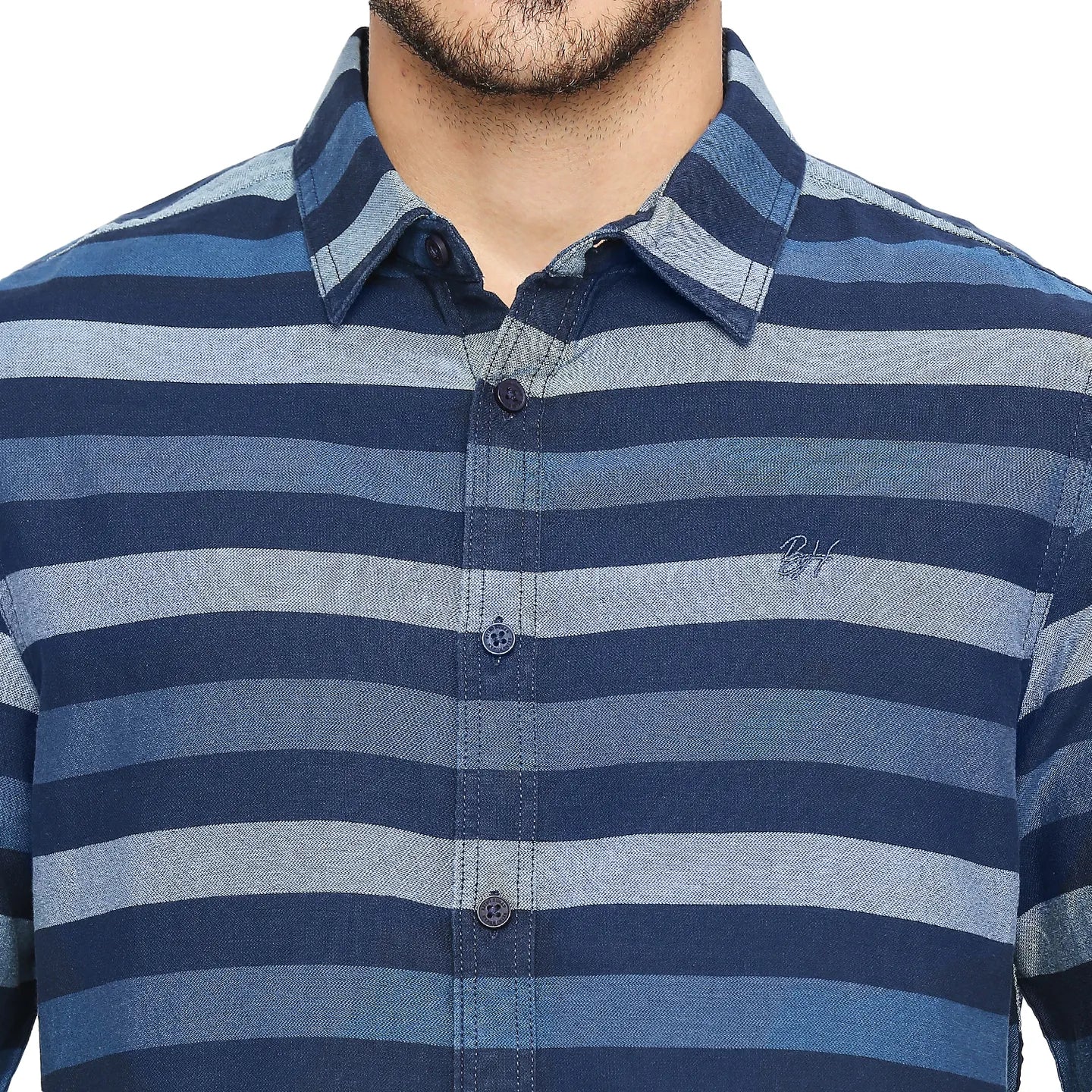 Navy Slim Fit Regular Collar Men's Shirt by Being Human Clothing - Image 5