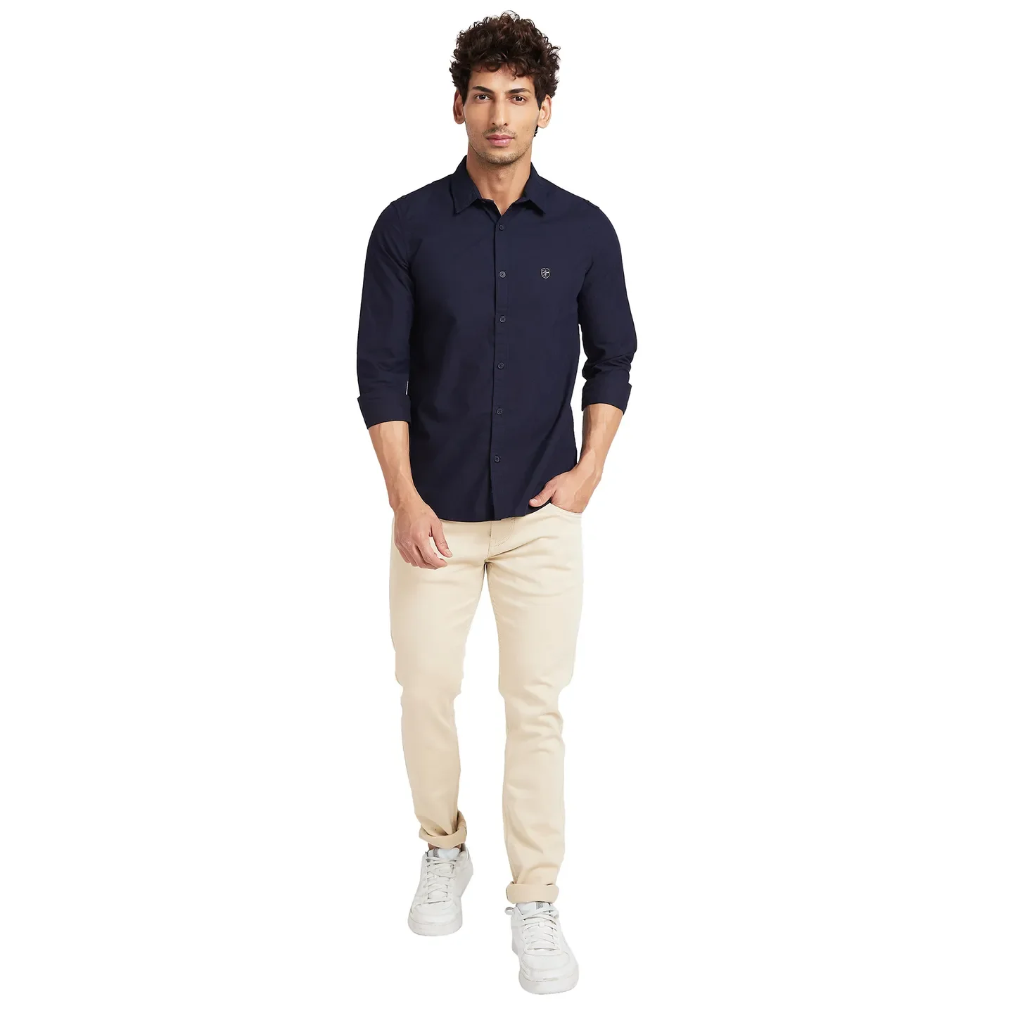 Navy Slim Fit Regular Collar Men's Shirt by Being Human Clothing - Image 2