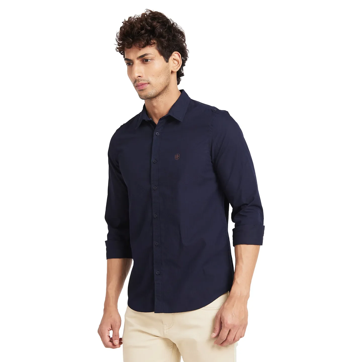 Navy Slim Fit Regular Collar Men's Shirt by Being Human Clothing - Image 3