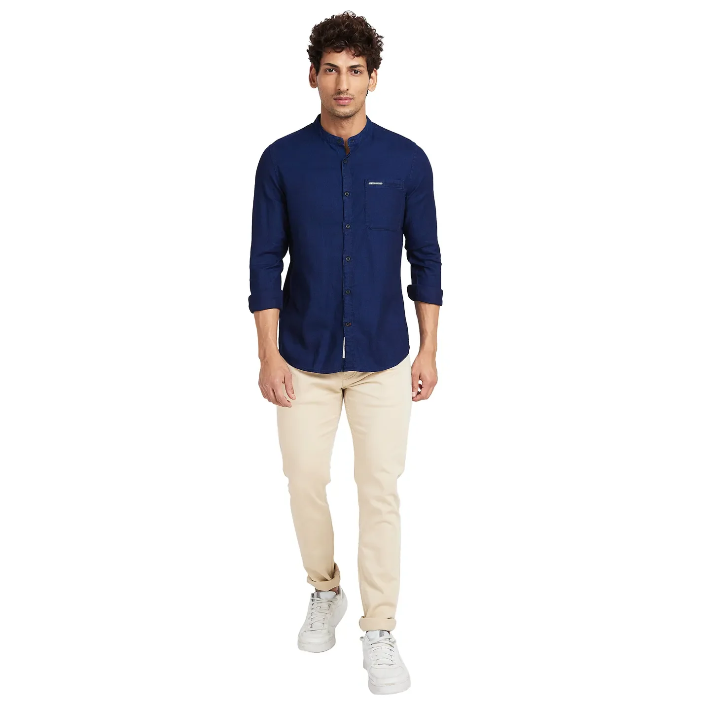 Navy Slim Fit Regular Collar Men's Shirt by Being Human Clothing - Image 2