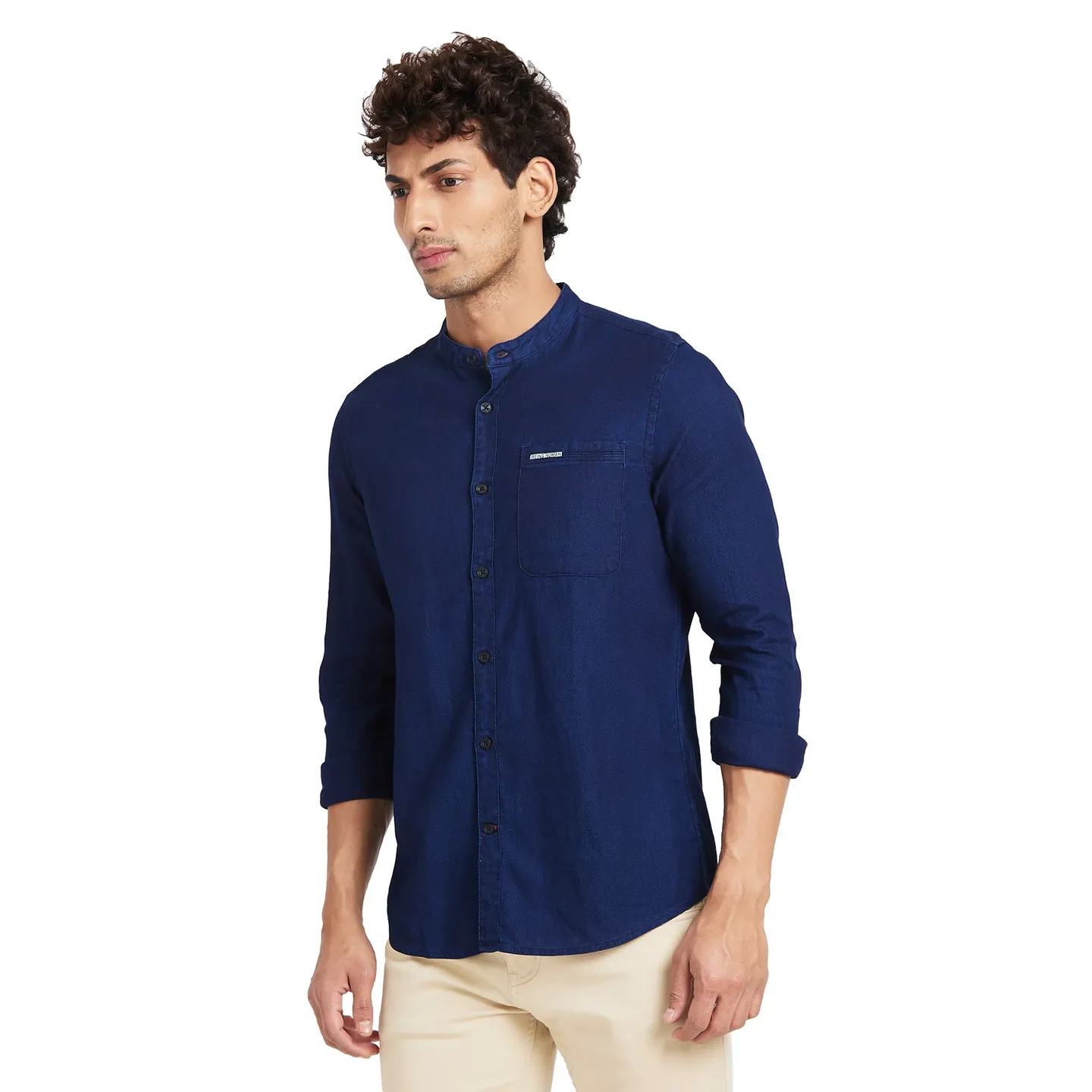 Navy Slim Fit Regular Collar Men's Shirt by Being Human Clothing - Image 3