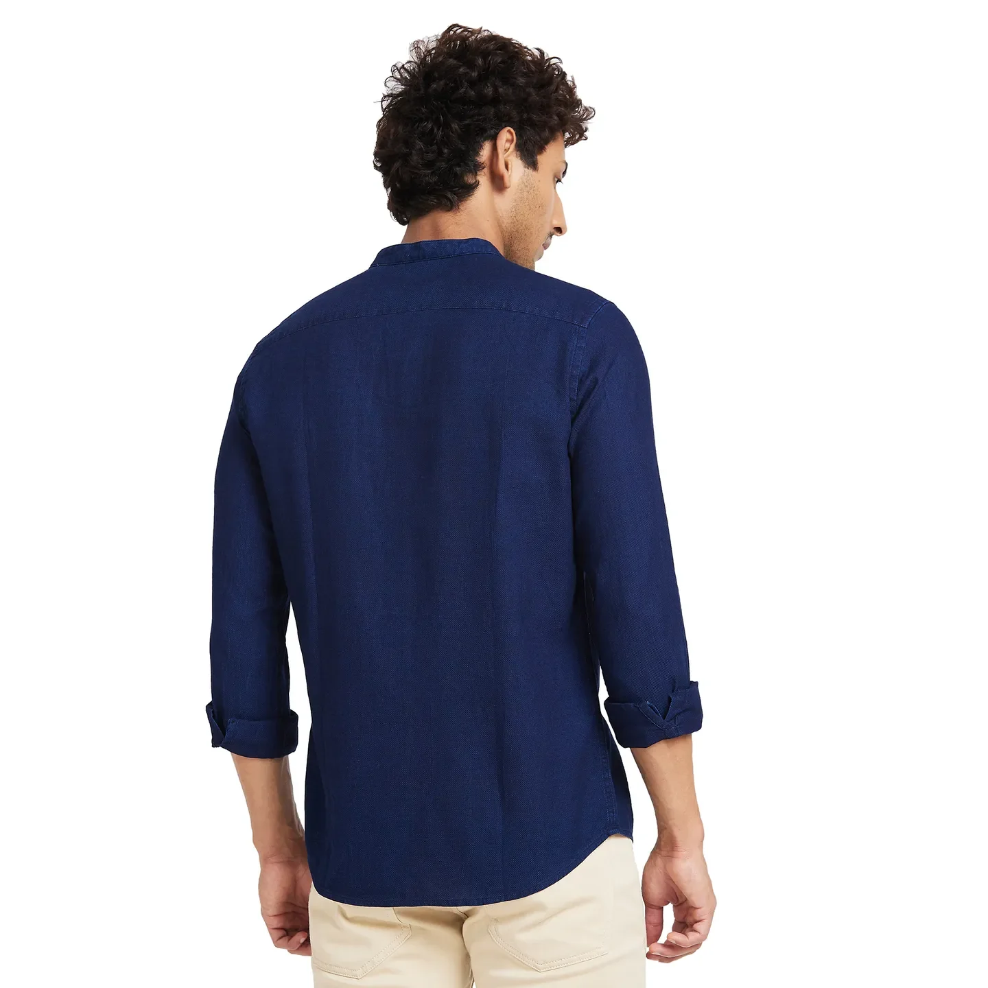 Navy Slim Fit Regular Collar Men's Shirt by Being Human Clothing - Image 4