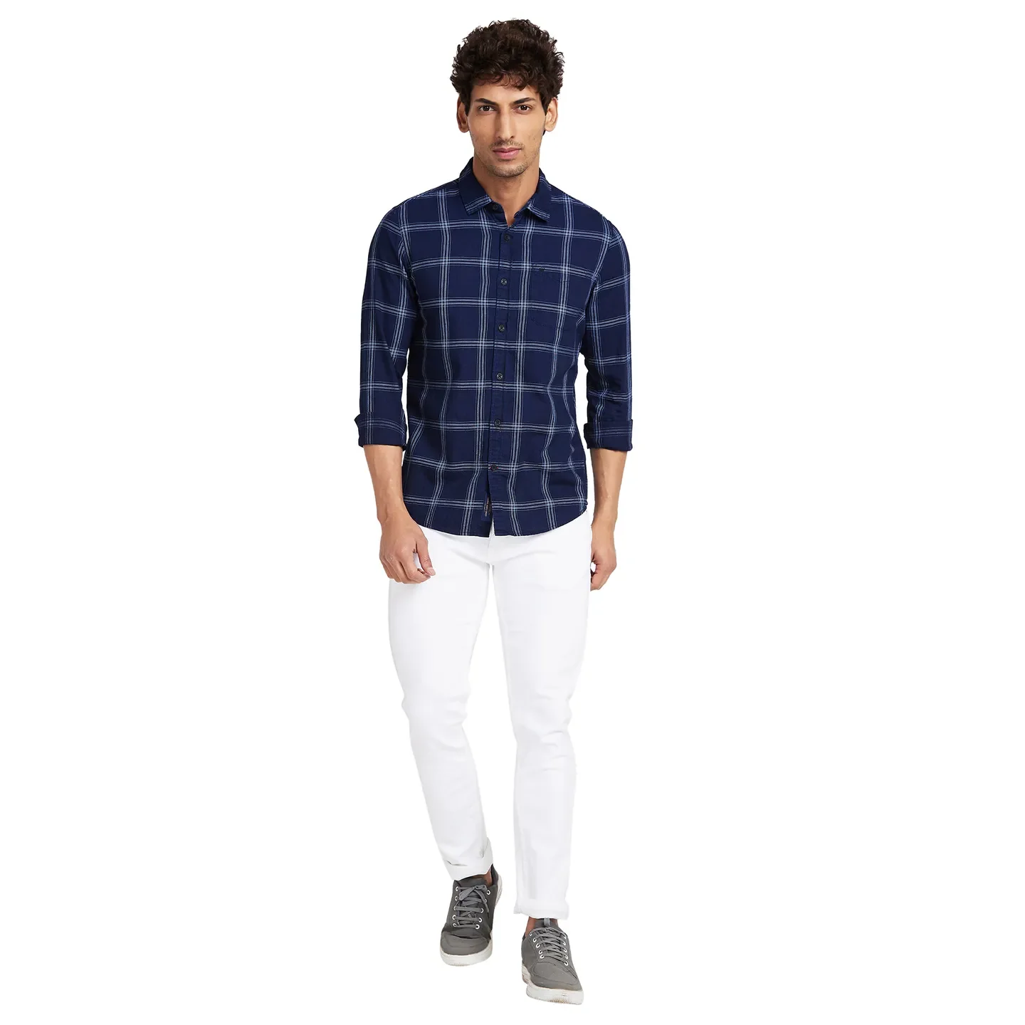 Navy Slim Fit Regular Collar Men's Shirt by Being Human Clothing - Image 2