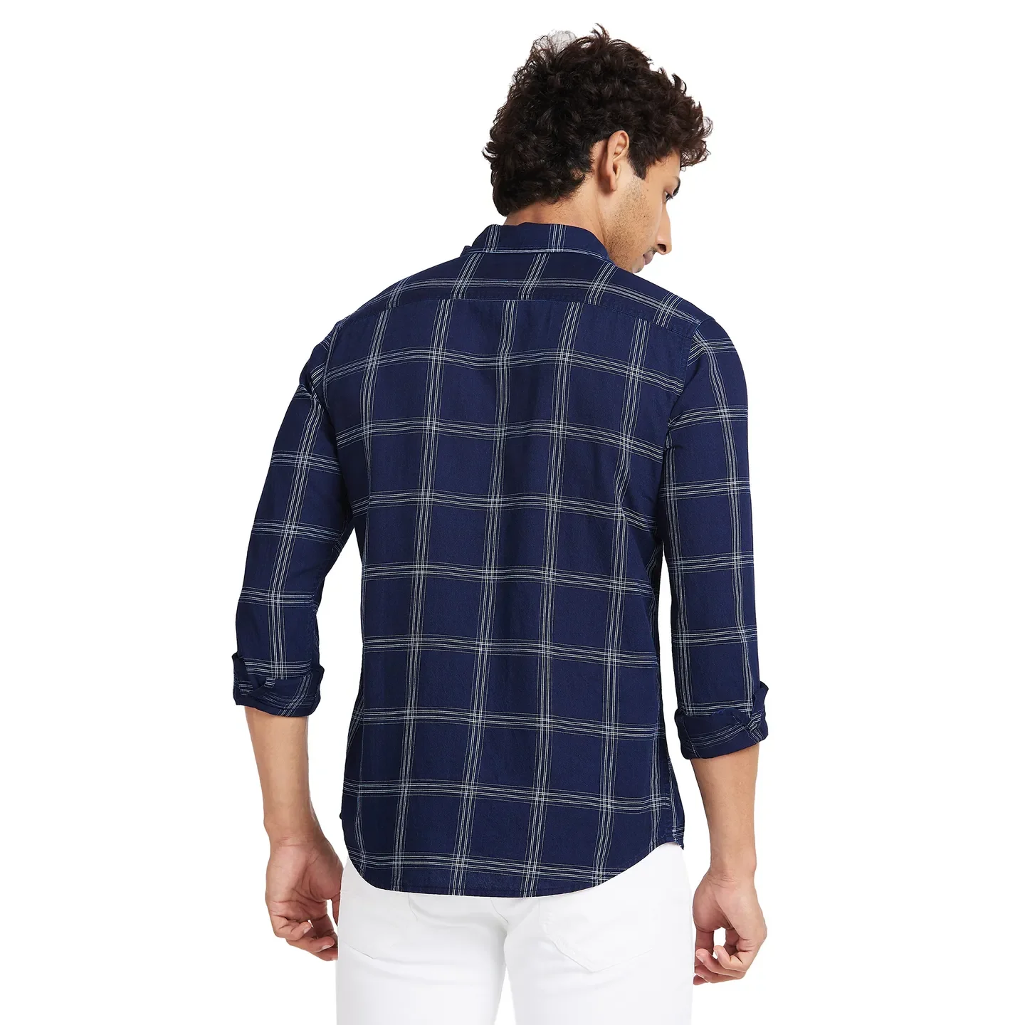 Navy Slim Fit Regular Collar Men's Shirt by Being Human Clothing - Image 4
