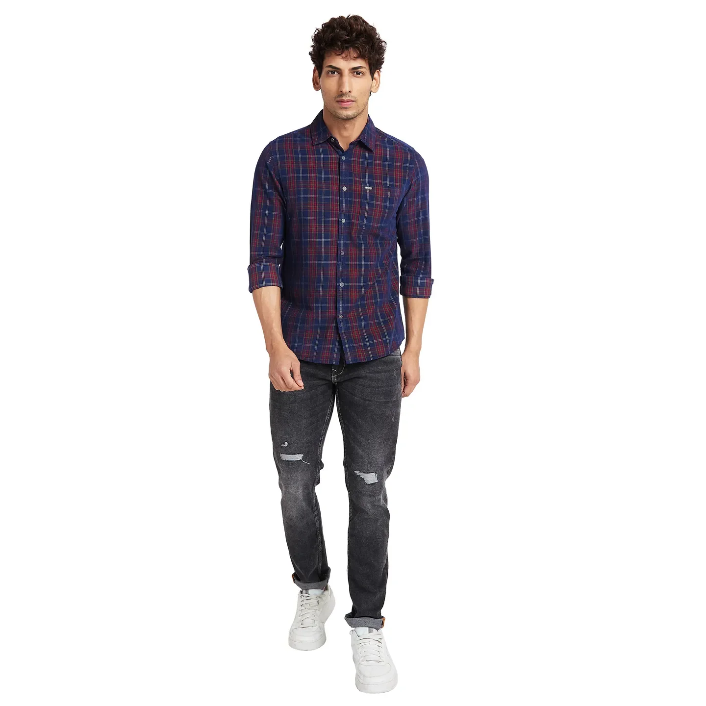 Navy Slim Fit Regular Collar Men's Shirt by Being Human Clothing - Image 2