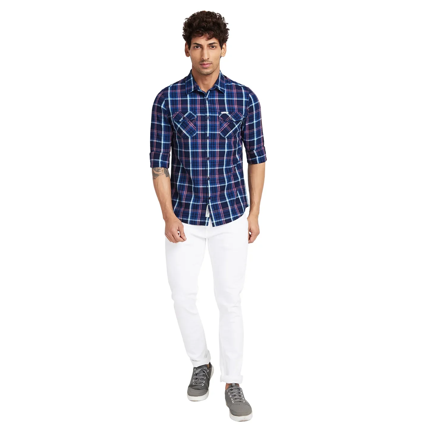 Navy Slim Fit Regular Collar Men's Shirt by Being Human Clothing - Image 2
