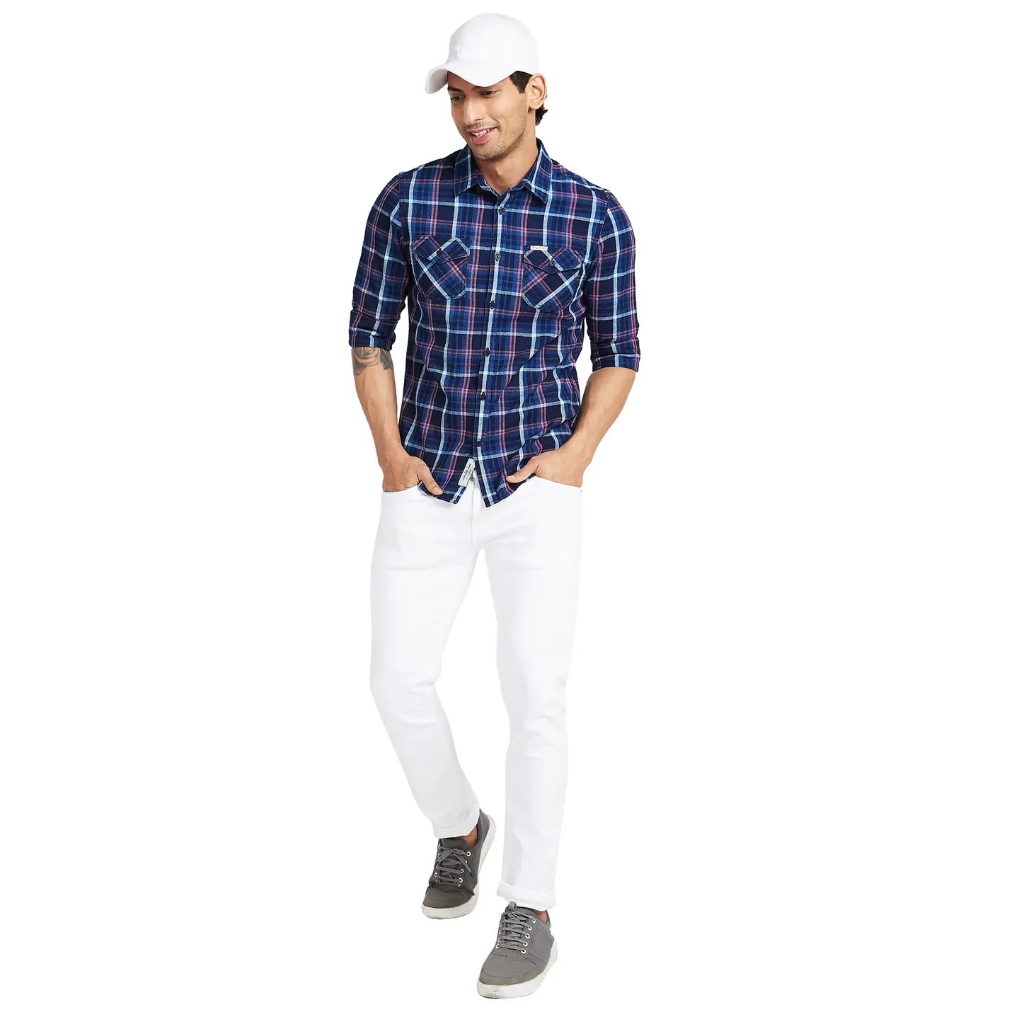 Navy Slim Fit Regular Collar Men's Shirt by Being Human Clothing - Image 6