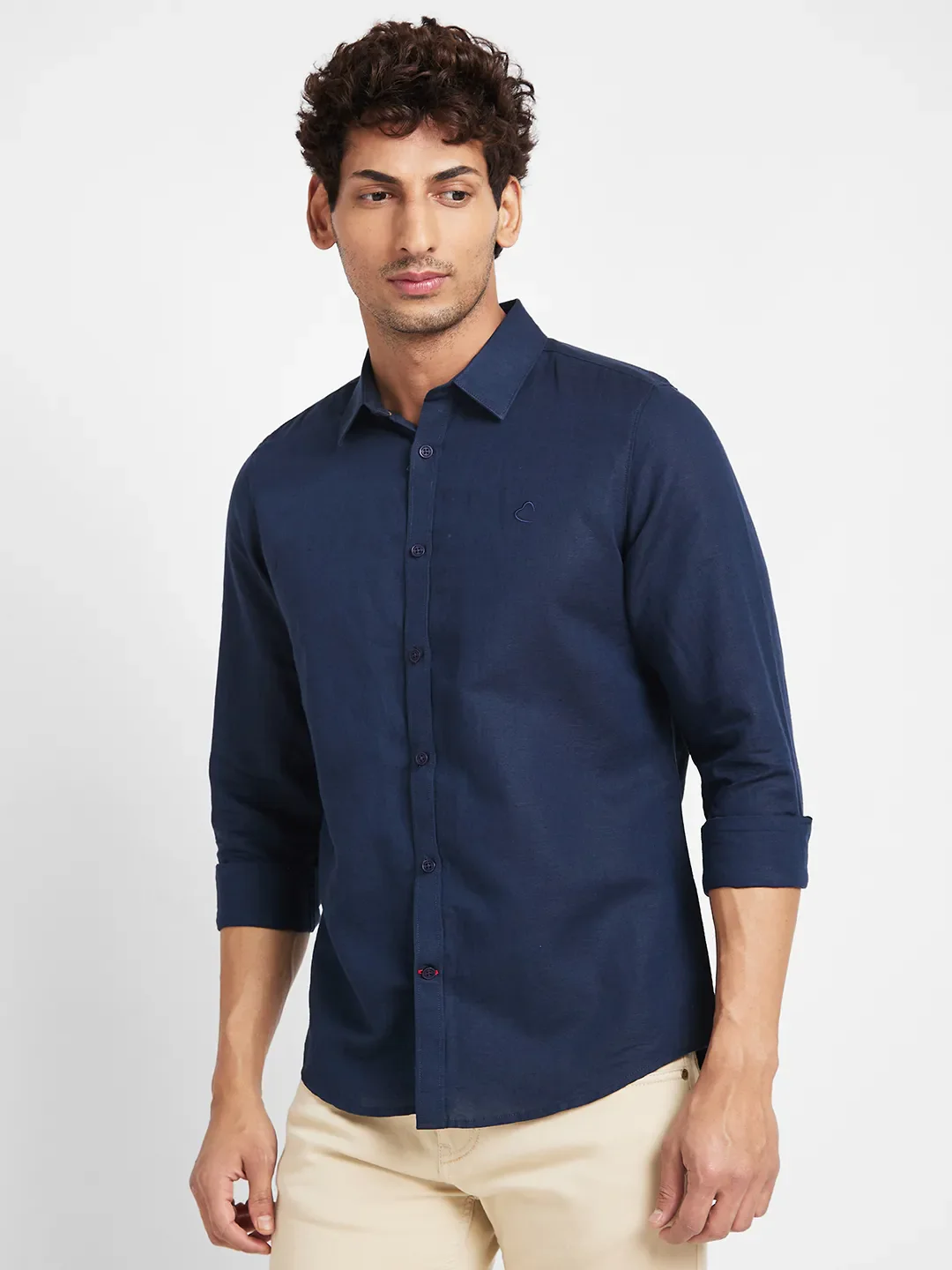 Navy Slim Fit Regular Collar Men's Shirt by Being Human Clothing - Image 2