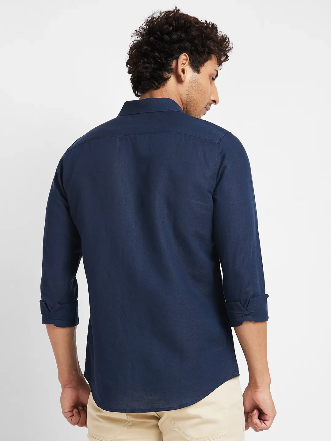 Navy Slim Fit Regular Collar Men's Shirt by Being Human Clothing - Image 3
