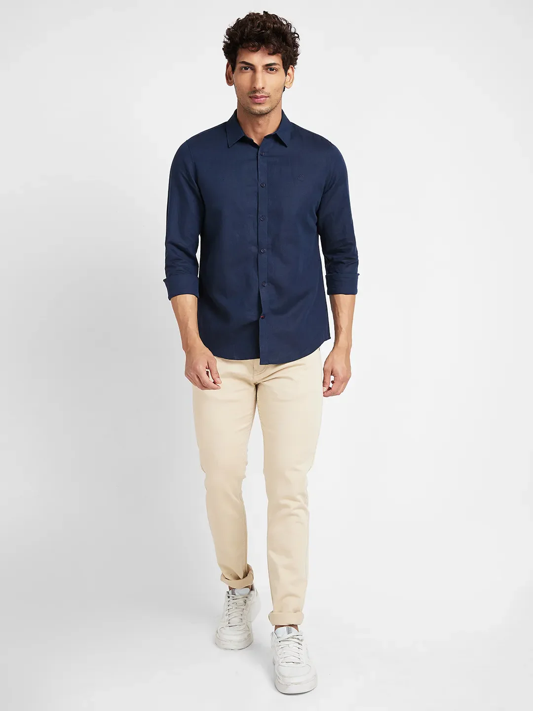 Navy Slim Fit Regular Collar Men's Shirt by Being Human Clothing - Image 6