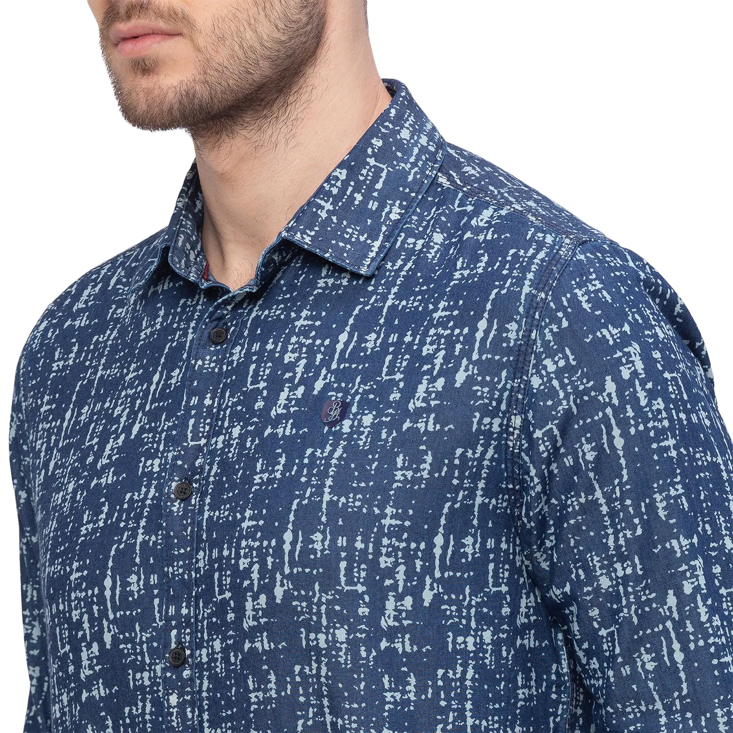 Blue Regular Fit Regular Collar Long Sleeves Cotton Men's Shirt by Being Human Clothing - Image 4