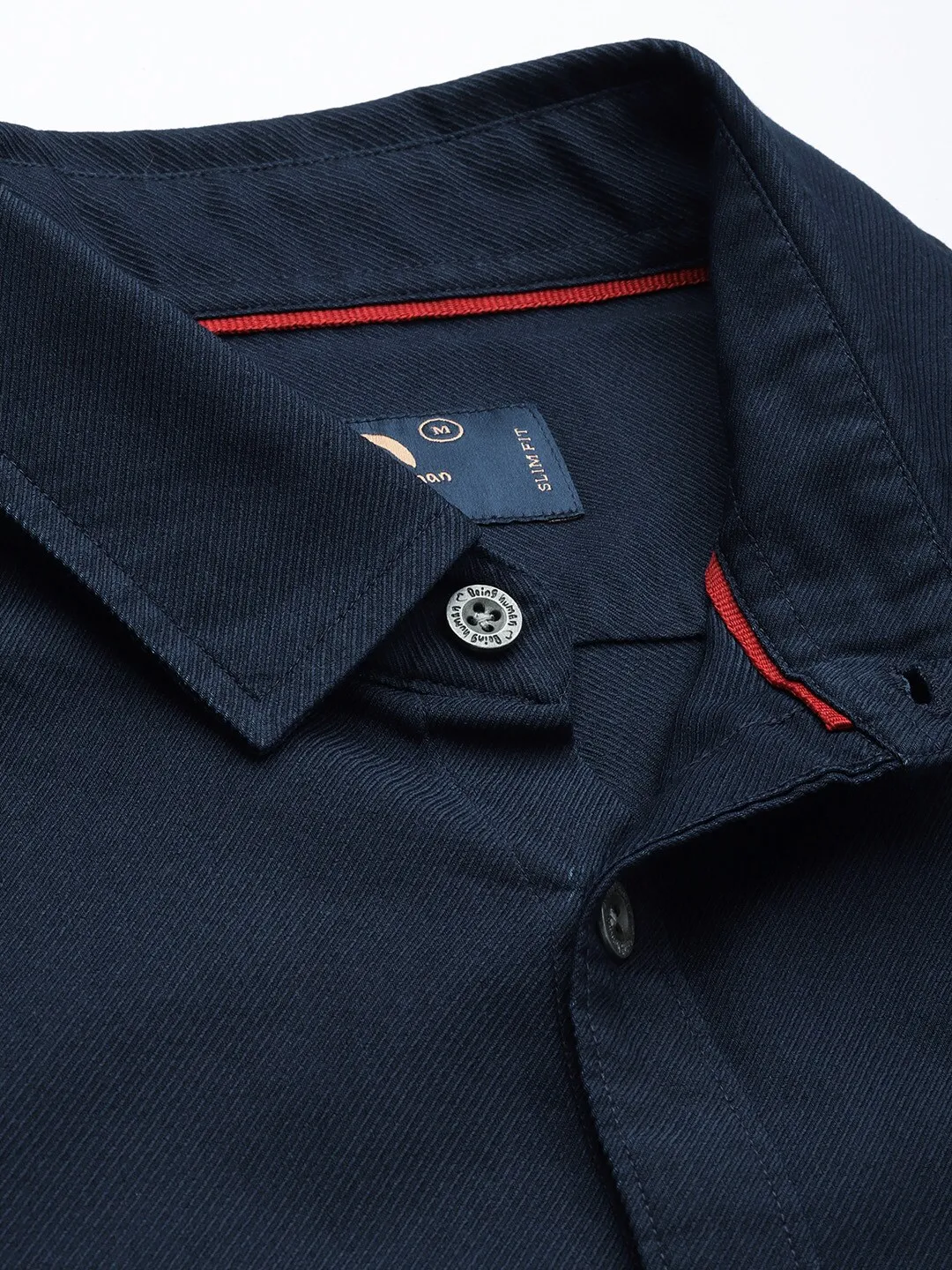 Blue Slim Straight Fit Regular Collar Long Sleeves Men's Shirt by Being Human Clothing - Image 5