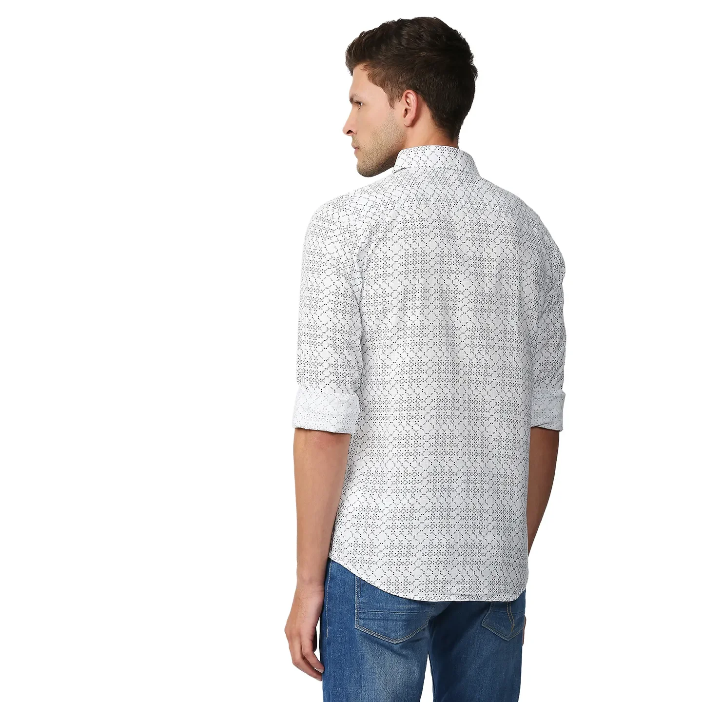 Blue Slim Straight Fit Regular Collar Long Sleeves Men's Shirt by Being Human Clothing - Image 4