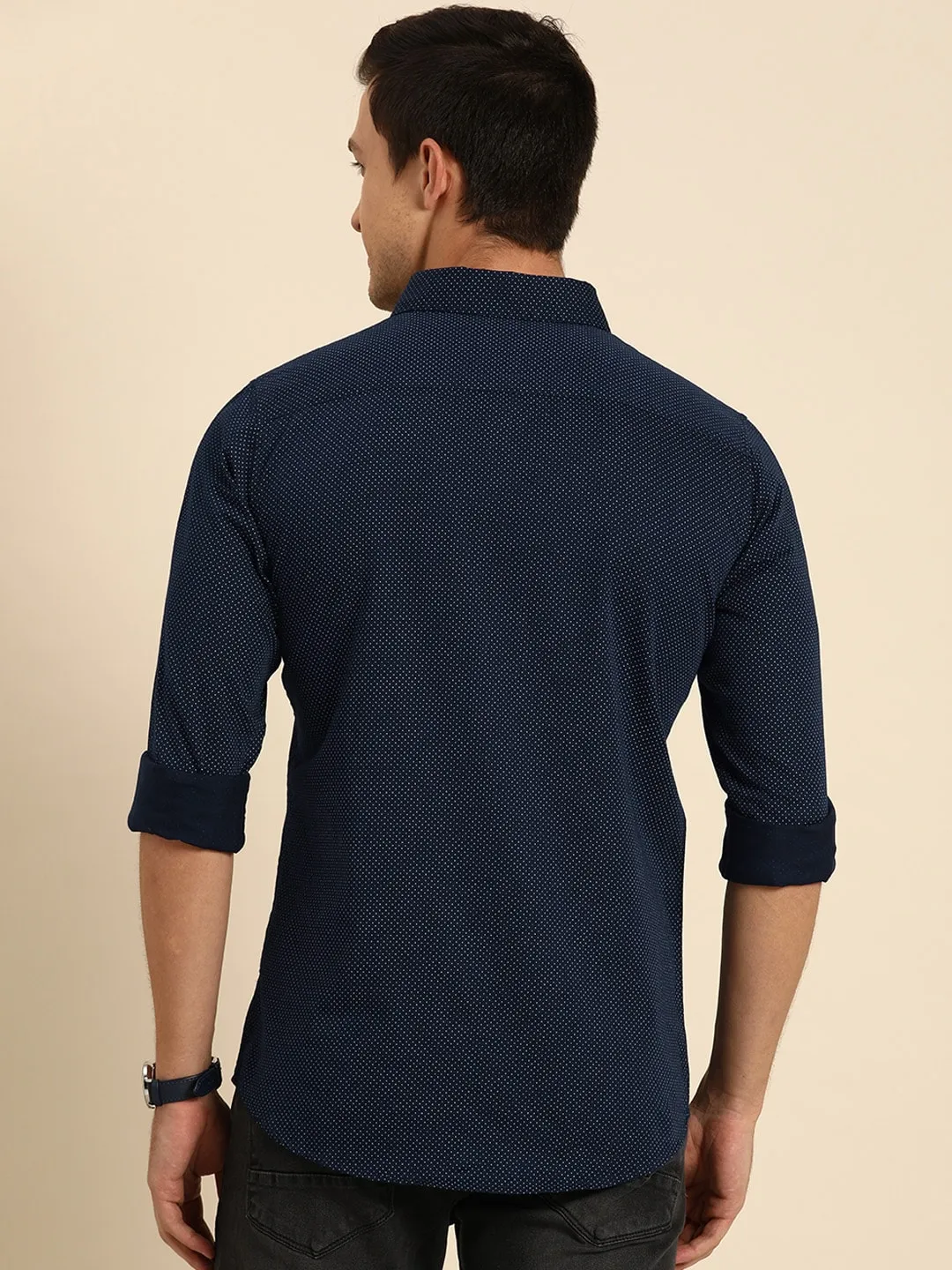 Blue Slim Straight Fit Regular Collar Long Sleeves Men's Shirt by Being Human Clothing - Image 3
