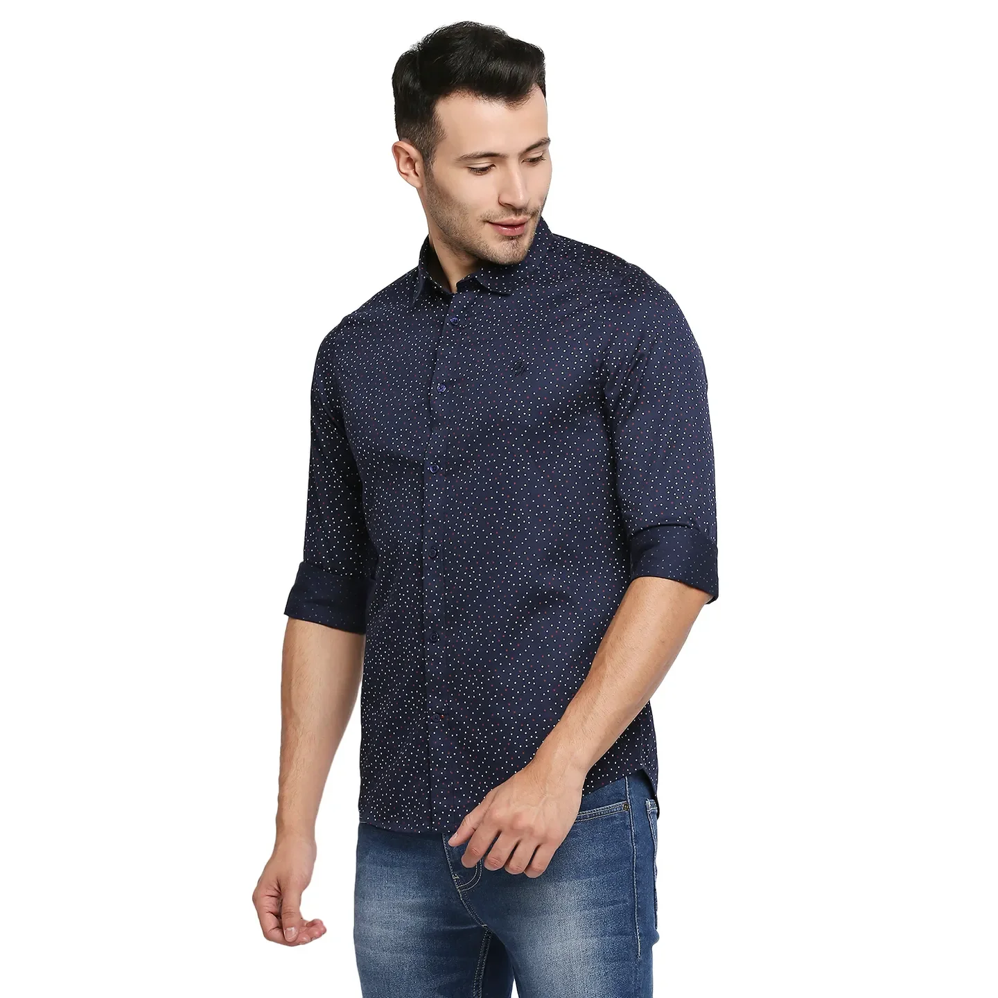 Blue Slim Straight Fit Regular Collar Long Sleeves Men's Shirt by Being Human Clothing - Image 2