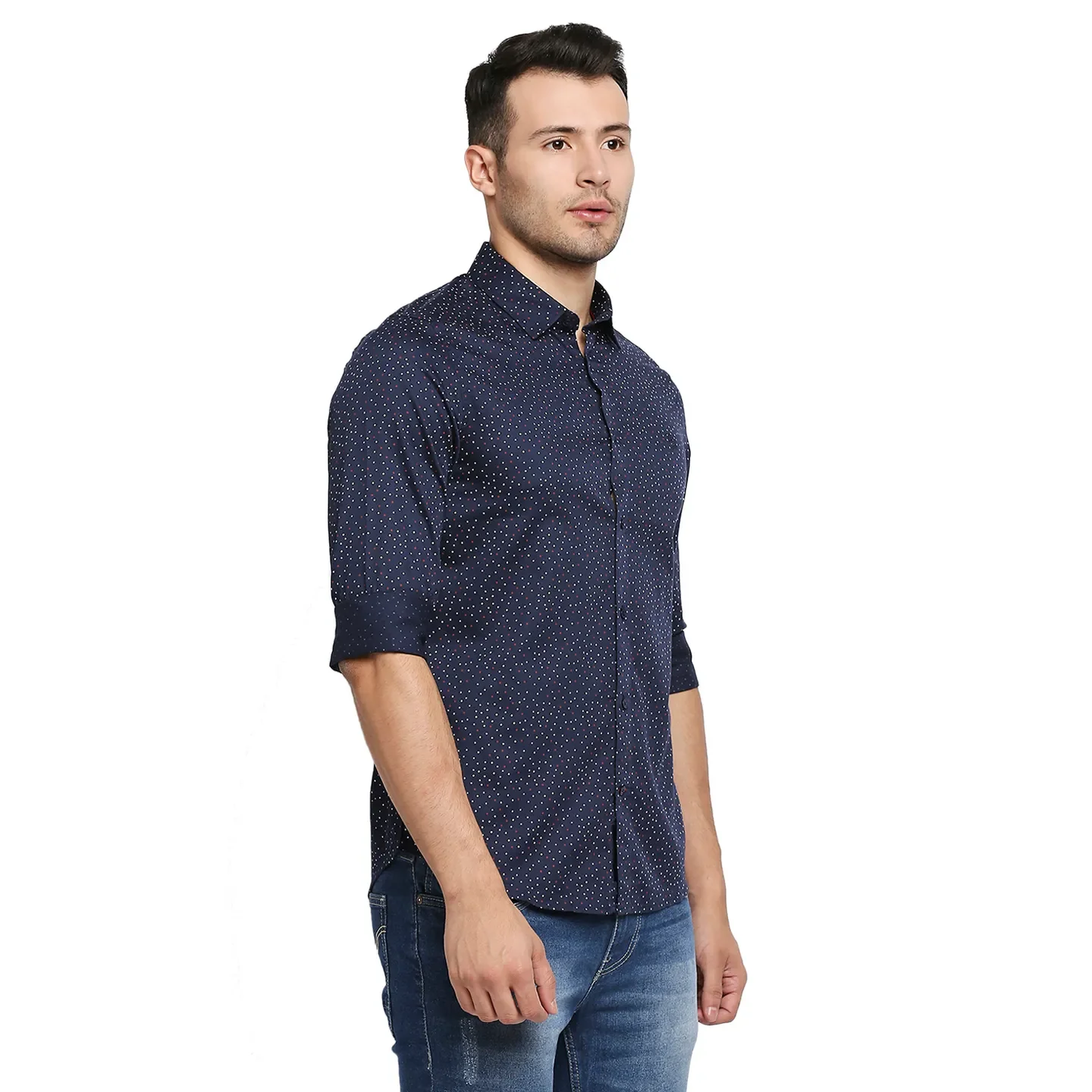 Blue Slim Straight Fit Regular Collar Long Sleeves Men's Shirt by Being Human Clothing - Image 3