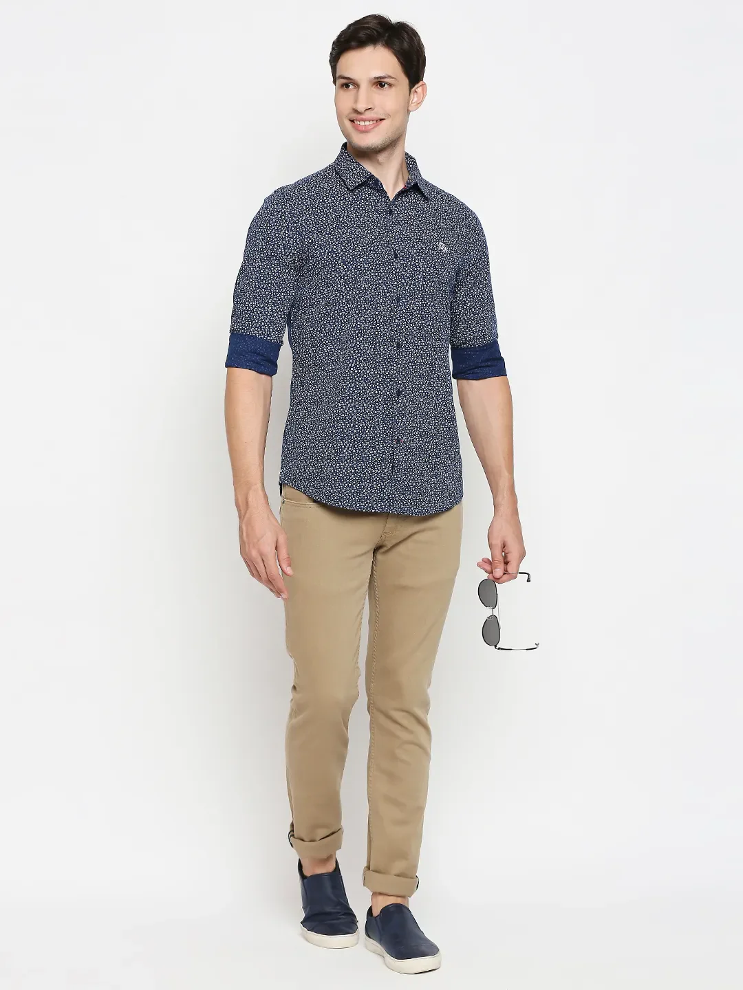 Blue Slim Straight Fit Regular Collar Long Sleeves Men's Shirt by Being Human Clothing - Image 6