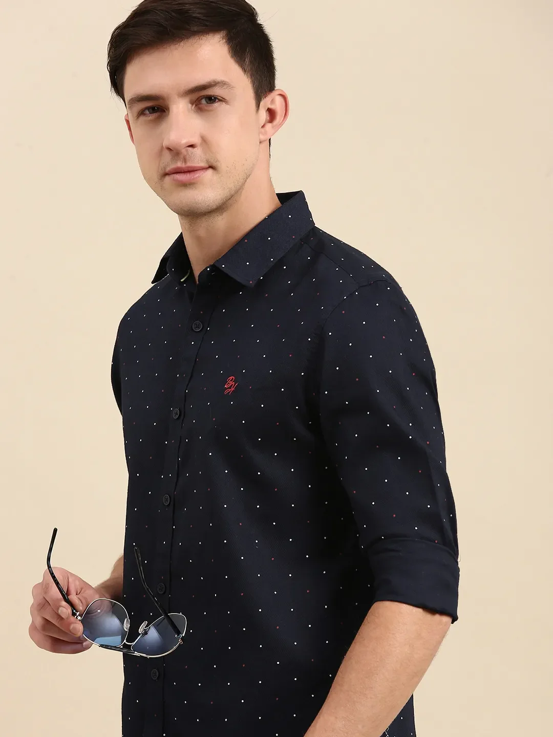 Blue Slim Straight Fit Regular Collar Long Sleeves Men's Shirt by Being Human Clothing - Image 2