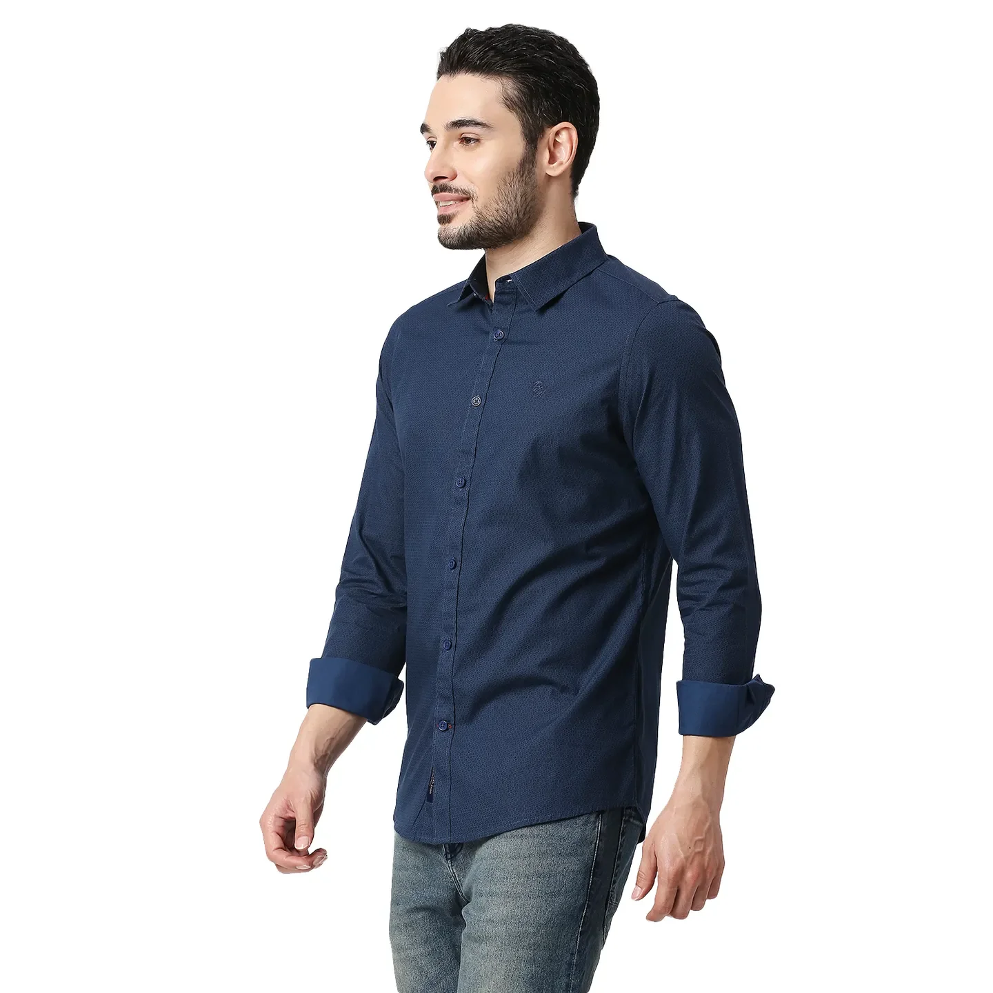 Navy Slim Fit Regular Collar Men's Shirt by Being Human Clothing - Image 2