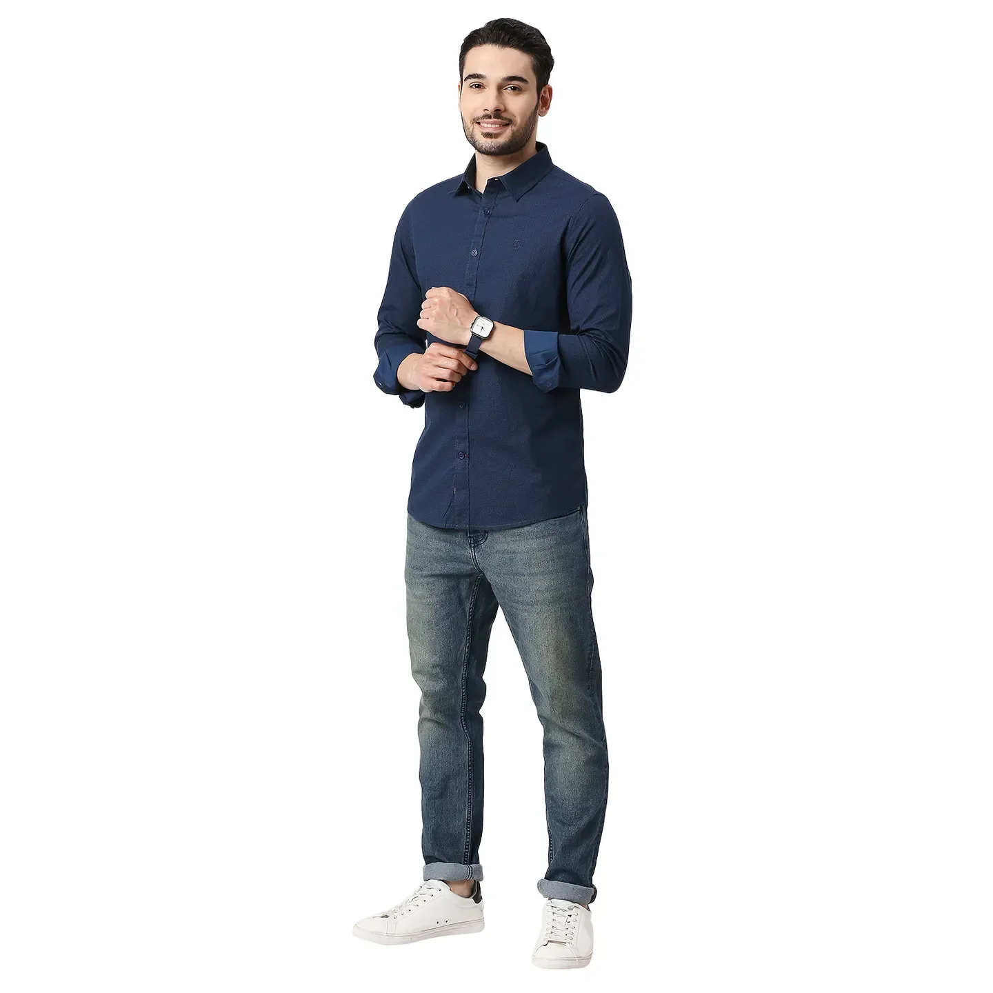 Navy Slim Fit Regular Collar Men's Shirt by Being Human Clothing - Image 5