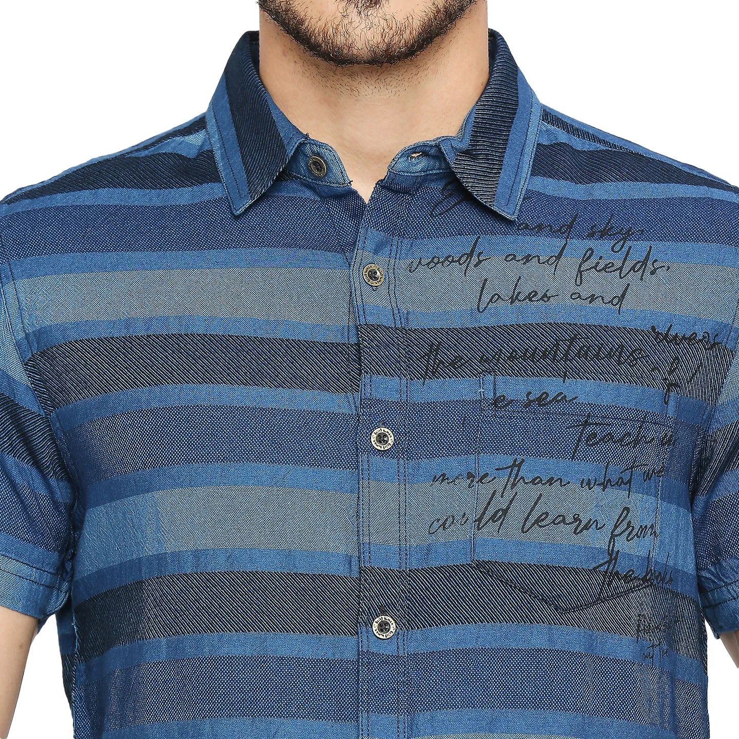 Navy Slim Fit Regular Collar Men's Shirt by Being Human Clothing - Image 5