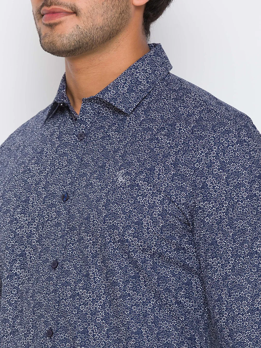Blue Regular Fit Regular Collar Long Sleeves Cotton Men's Shirt by Being Human Clothing - Image 5