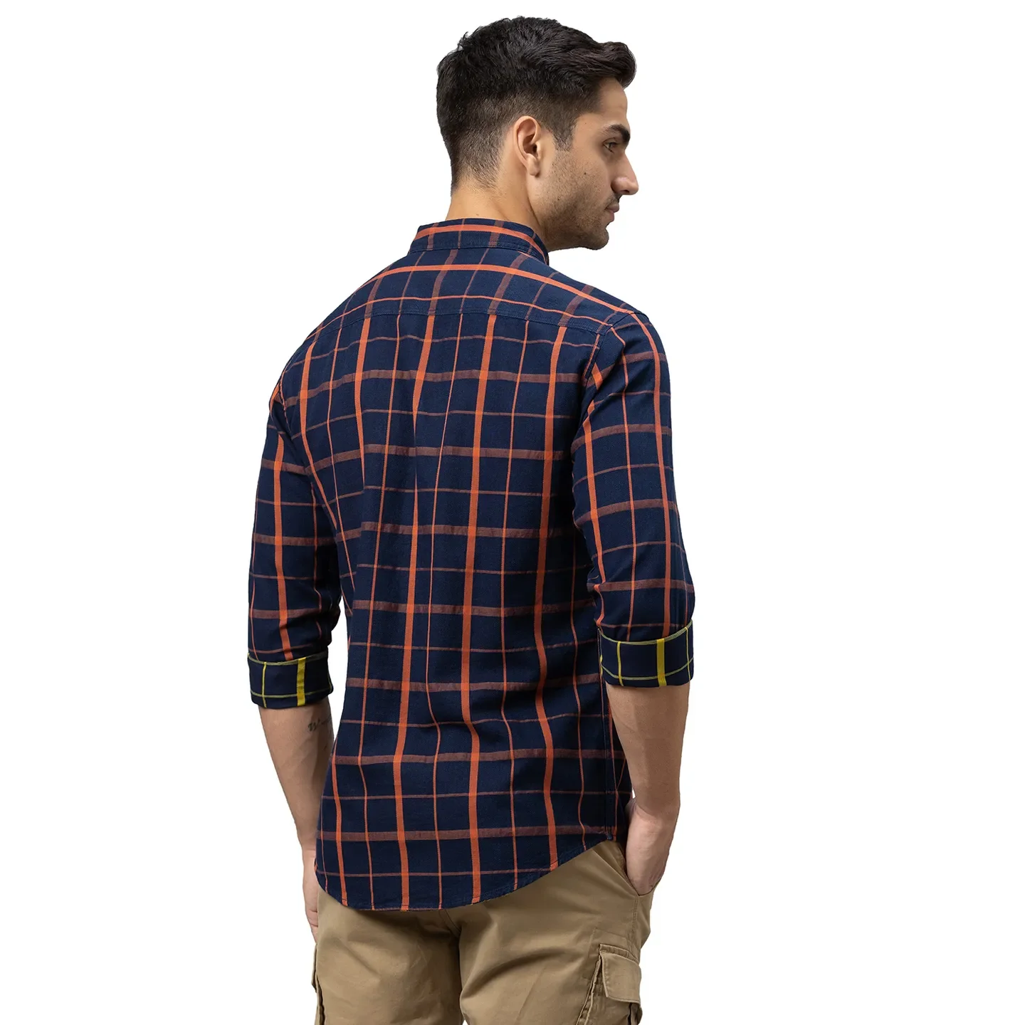 Navy Slim Fit Regular Collar Men's Shirt by Being Human Clothing - Image 3
