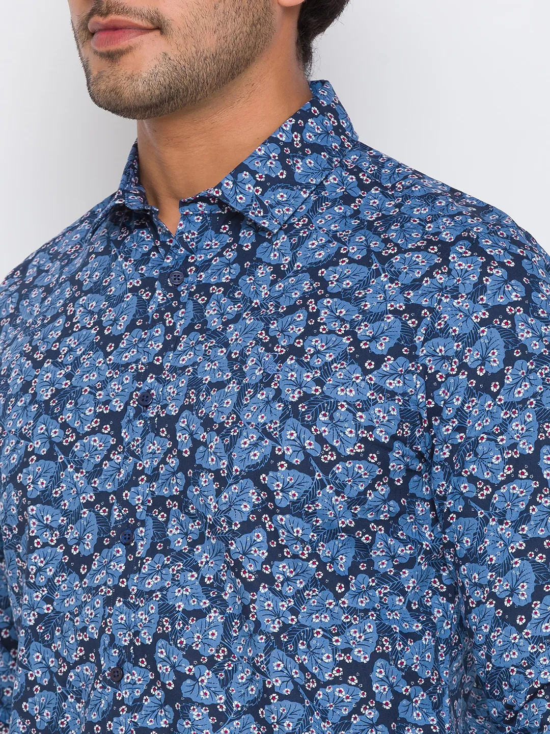 Blue Regular Fit Regular Collar Long Sleeves Cotton Men's Shirt by Being Human Clothing - Image 5
