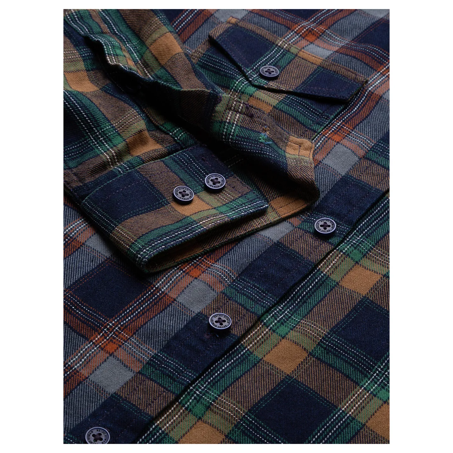 Blue Slim Straight Fit Regular Collar Long Sleeves Cotton Men's Shirt by Being Human Clothing - Image 6